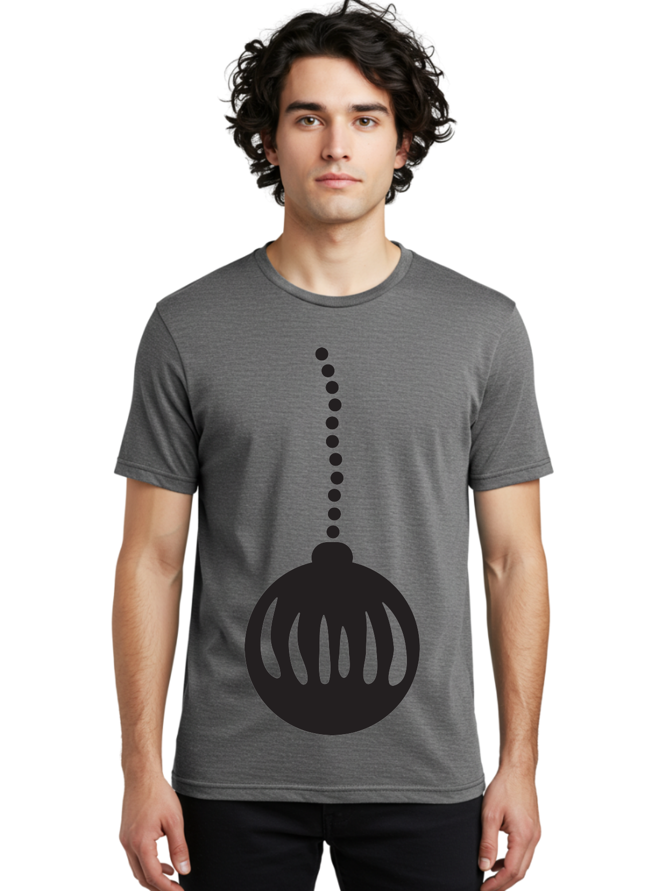 Black-Christmas-Ornament Men'S Graphic Tee, 100% Cotton, Comfortable Casual Summer Wear, Machine Washable, Chandelier, Luxury Lighting, Modern Decor, Stylish Fixture, Elegant Design, Sophisticated Ambiance, High-End Interior Aac518