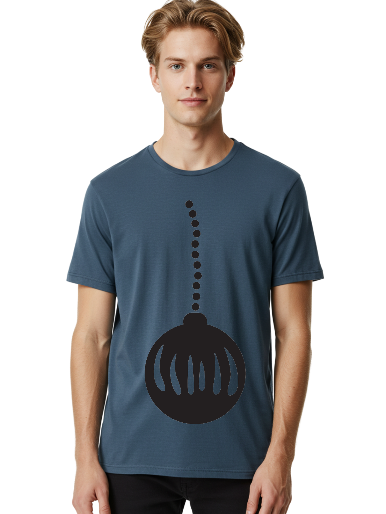 Black-Christmas-Ornament Men'S Graphic Tee, 100% Cotton, Comfortable Casual Summer Wear, Machine Washable, Chandelier, Luxury Lighting, Modern Decor, Stylish Fixture, Elegant Design, Sophisticated Ambiance, High-End Interior Aac518