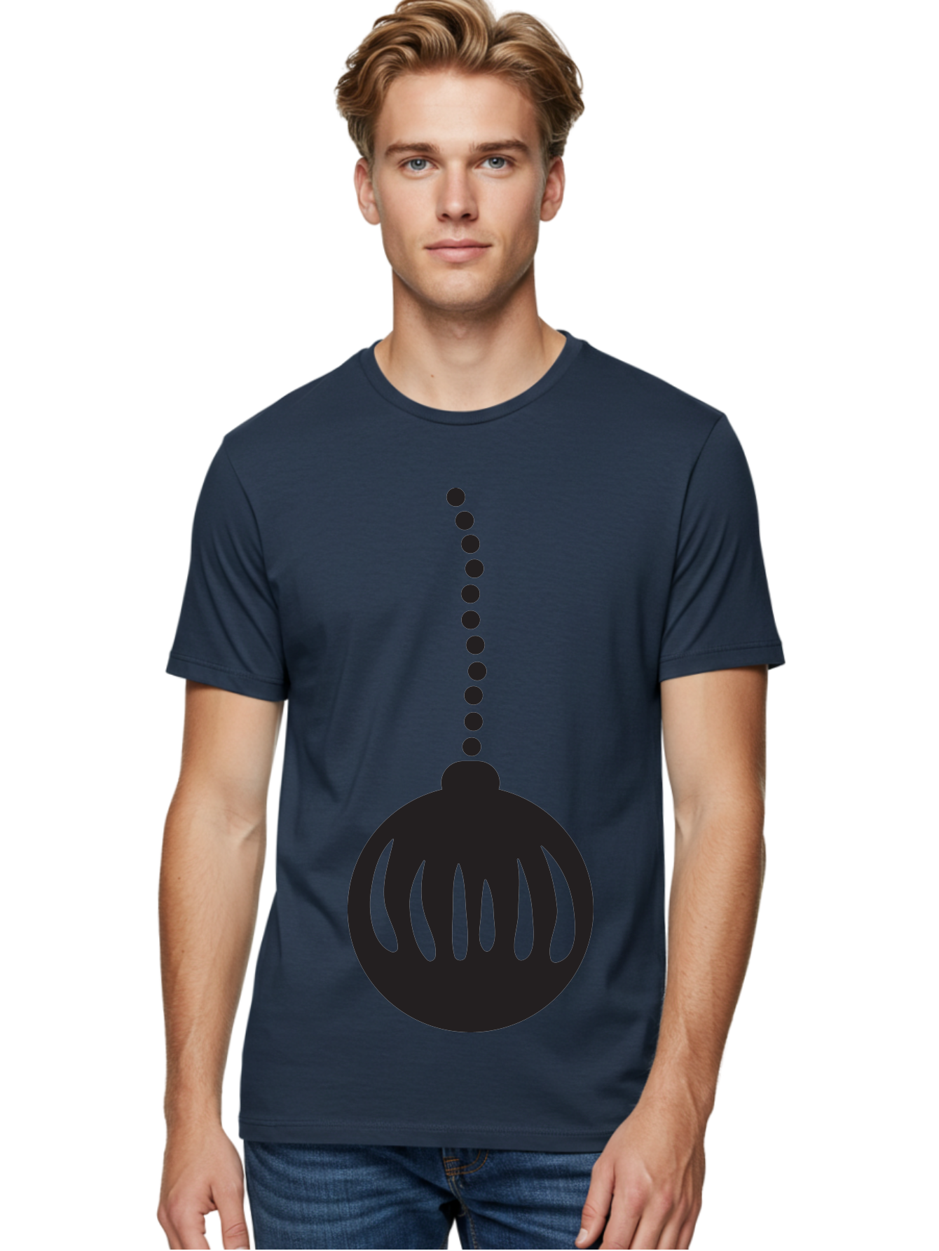 Black-Christmas-Ornament Men'S Graphic Tee, 100% Cotton, Comfortable Casual Summer Wear, Machine Washable, Chandelier, Luxury Lighting, Modern Decor, Stylish Fixture, Elegant Design, Sophisticated Ambiance, High-End Interior Aac518