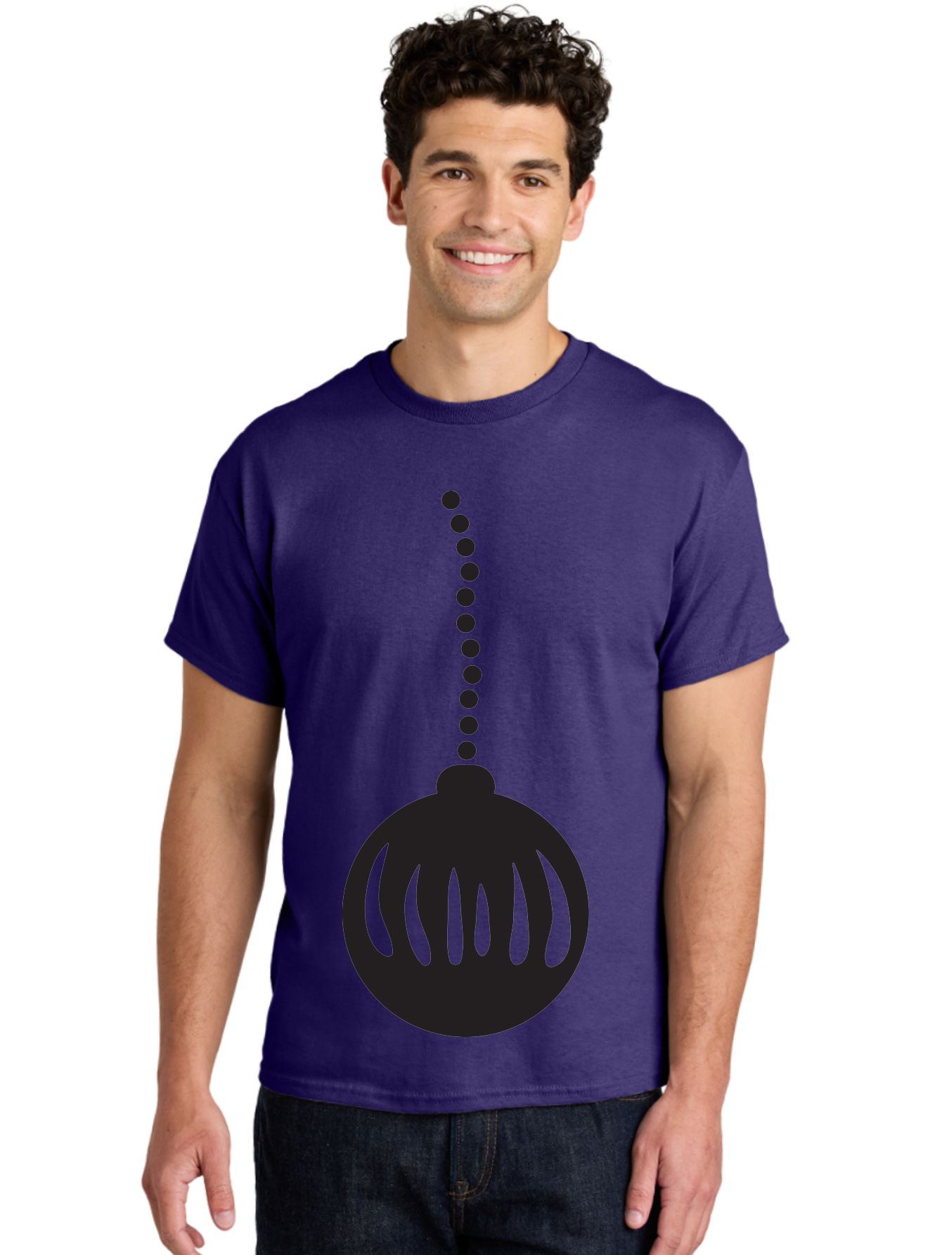 Black-Christmas-Ornament Men'S Graphic Tee, 100% Cotton, Comfortable Casual Summer Wear, Machine Washable, Chandelier, Luxury Lighting, Modern Decor, Stylish Fixture, Elegant Design, Sophisticated Ambiance, High-End Interior Aac518