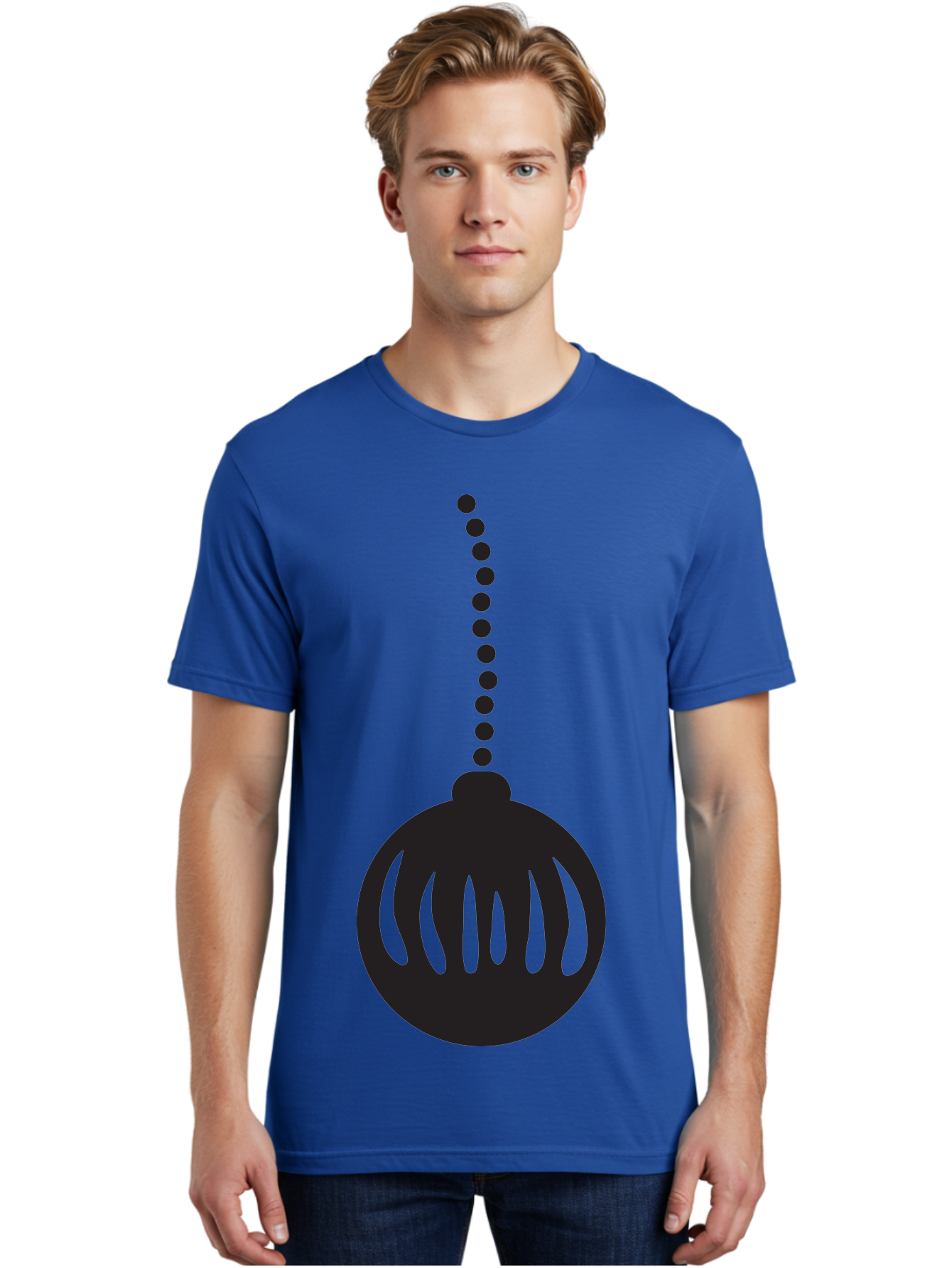 Black-Christmas-Ornament Men'S Graphic Tee, 100% Cotton, Comfortable Casual Summer Wear, Machine Washable, Chandelier, Luxury Lighting, Modern Decor, Stylish Fixture, Elegant Design, Sophisticated Ambiance, High-End Interior Aac518