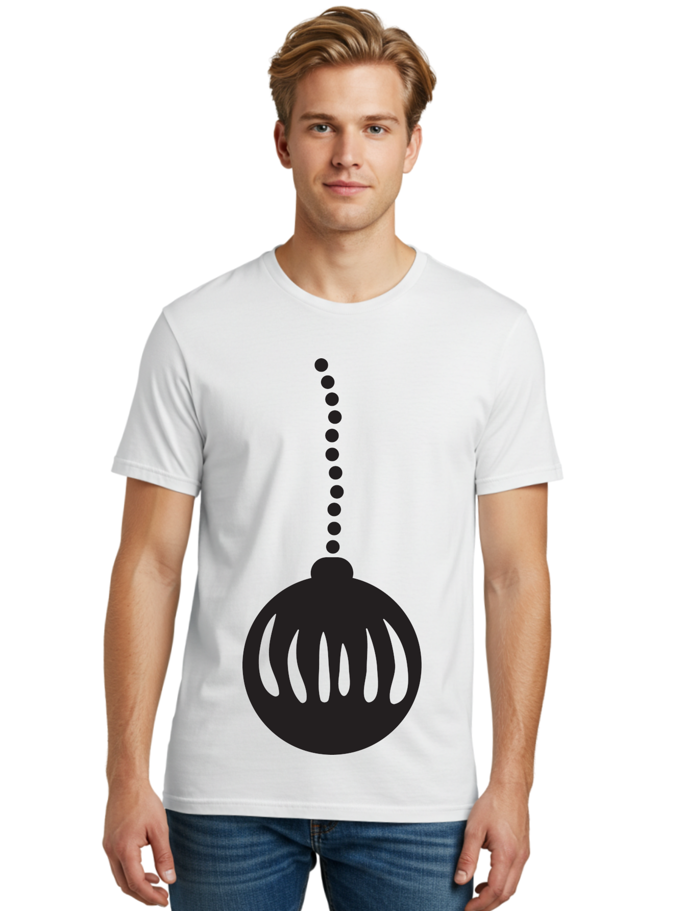 Black-Christmas-Ornament Men'S Graphic Tee, 100% Cotton, Comfortable Casual Summer Wear, Machine Washable, Chandelier, Luxury Lighting, Modern Decor, Stylish Fixture, Elegant Design, Sophisticated Ambiance, High-End Interior Aac518