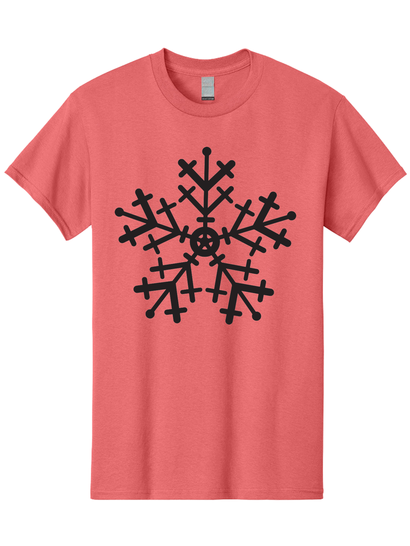 Black-Snowflake Men'S Graphic Tee, 100% Cotton, Comfortable Casual Summer Wear, Machine Washable, Snowflake Design, Winter Wonderland, Frosty Pattern, Symmetrical Shape, Icy Charm, Festive Decoration, Seasonal Symbol, Cold Weather Aac520