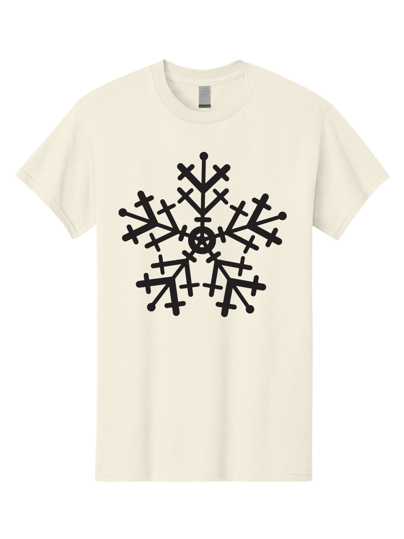 Black-Snowflake Men'S Graphic Tee, 100% Cotton, Comfortable Casual Summer Wear, Machine Washable, Snowflake Design, Winter Wonderland, Frosty Pattern, Symmetrical Shape, Icy Charm, Festive Decoration, Seasonal Symbol, Cold Weather Aac520