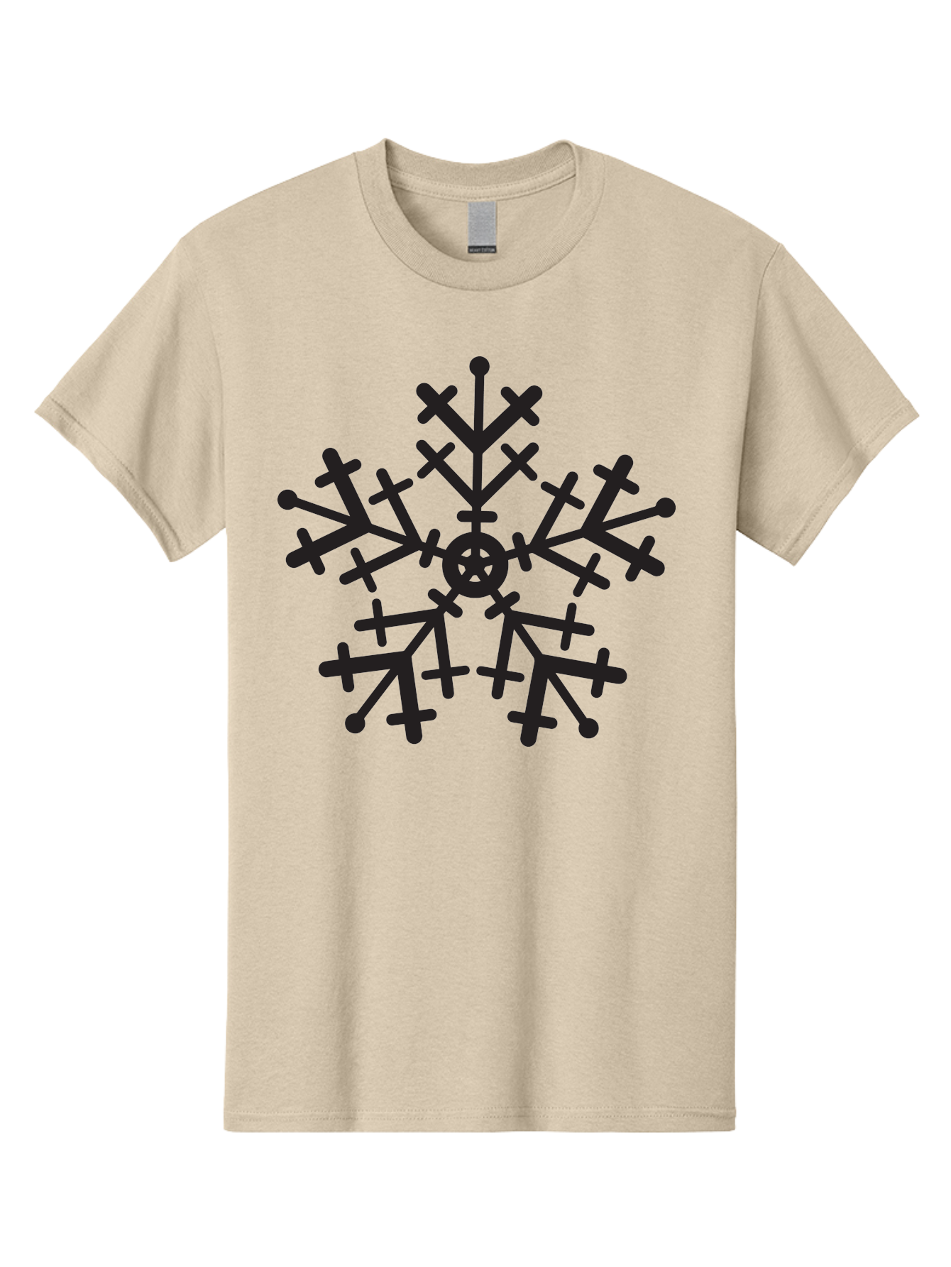 Black-Snowflake Men'S Graphic Tee, 100% Cotton, Comfortable Casual Summer Wear, Machine Washable, Snowflake Design, Winter Wonderland, Frosty Pattern, Symmetrical Shape, Icy Charm, Festive Decoration, Seasonal Symbol, Cold Weather Aac520