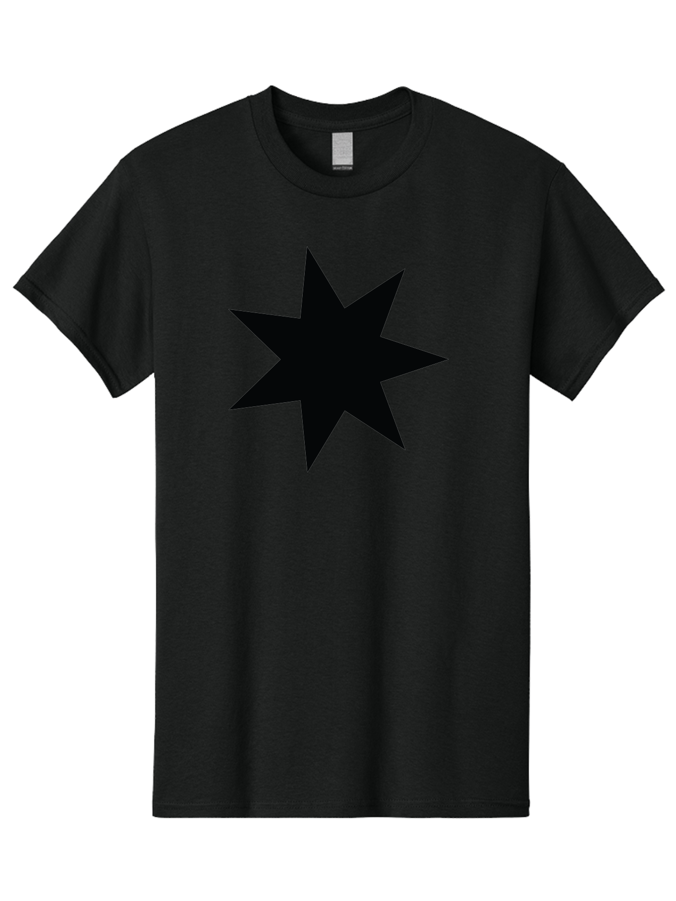 Black-Star-1 Men'S Graphic Tee, 100% Cotton, Comfortable Casual Summer Wear, Machine Washable, Eight Pointed Star, Black Star, Star Graphic, Bold Shape, Geometric Design, Symmetrical Pattern, Star Symbol Aac521