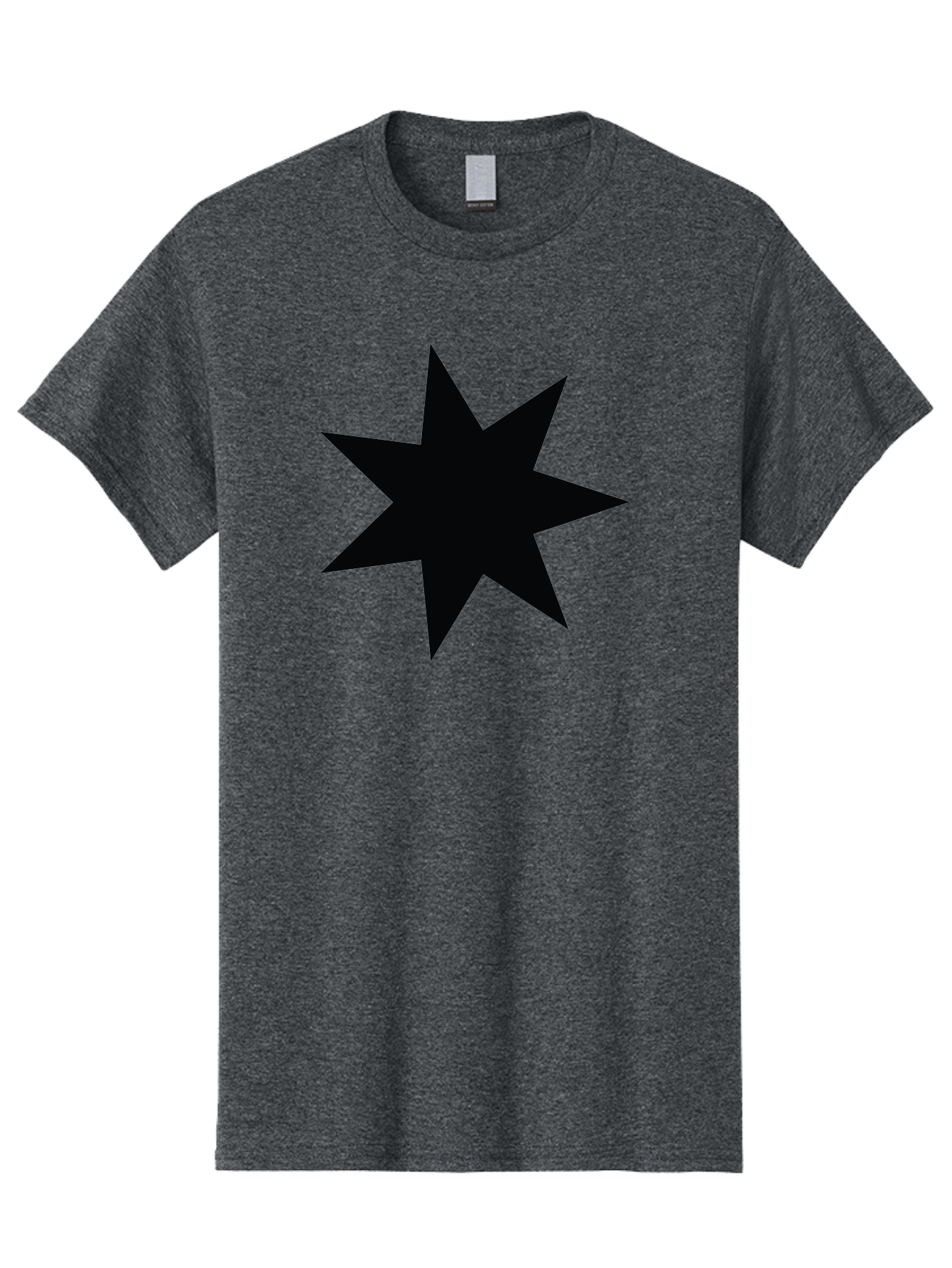 Black-Star-1 Men'S Graphic Tee, 100% Cotton, Comfortable Casual Summer Wear, Machine Washable, Eight Pointed Star, Black Star, Star Graphic, Bold Shape, Geometric Design, Symmetrical Pattern, Star Symbol Aac521