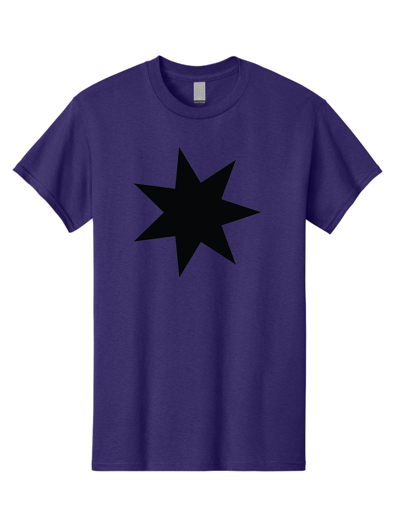 Black-Star-1 Men'S Graphic Tee, 100% Cotton, Comfortable Casual Summer Wear, Machine Washable, Eight Pointed Star, Black Star, Star Graphic, Bold Shape, Geometric Design, Symmetrical Pattern, Star Symbol Aac521