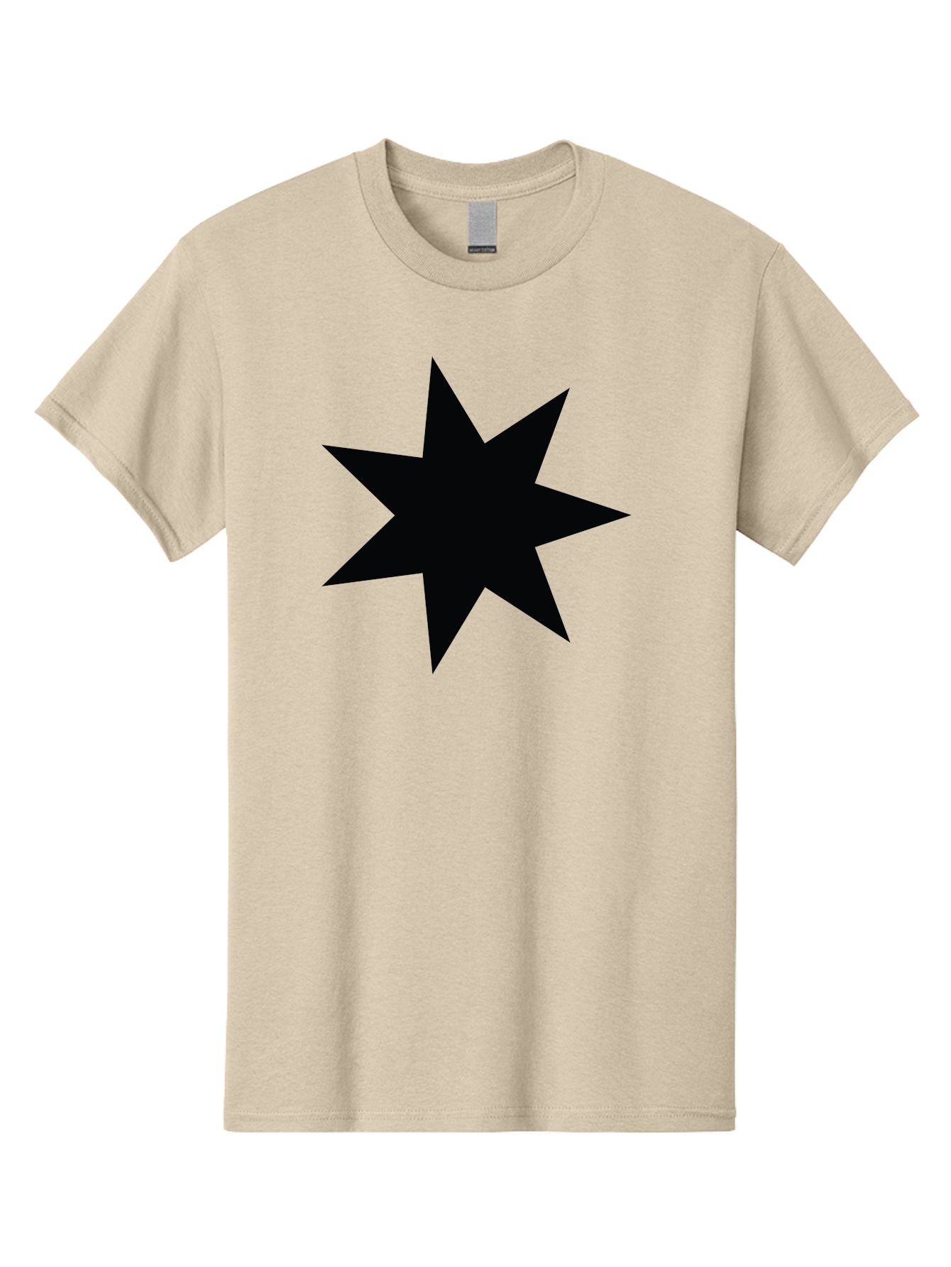 Black-Star-1 Men'S Graphic Tee, 100% Cotton, Comfortable Casual Summer Wear, Machine Washable, Eight Pointed Star, Black Star, Star Graphic, Bold Shape, Geometric Design, Symmetrical Pattern, Star Symbol Aac521