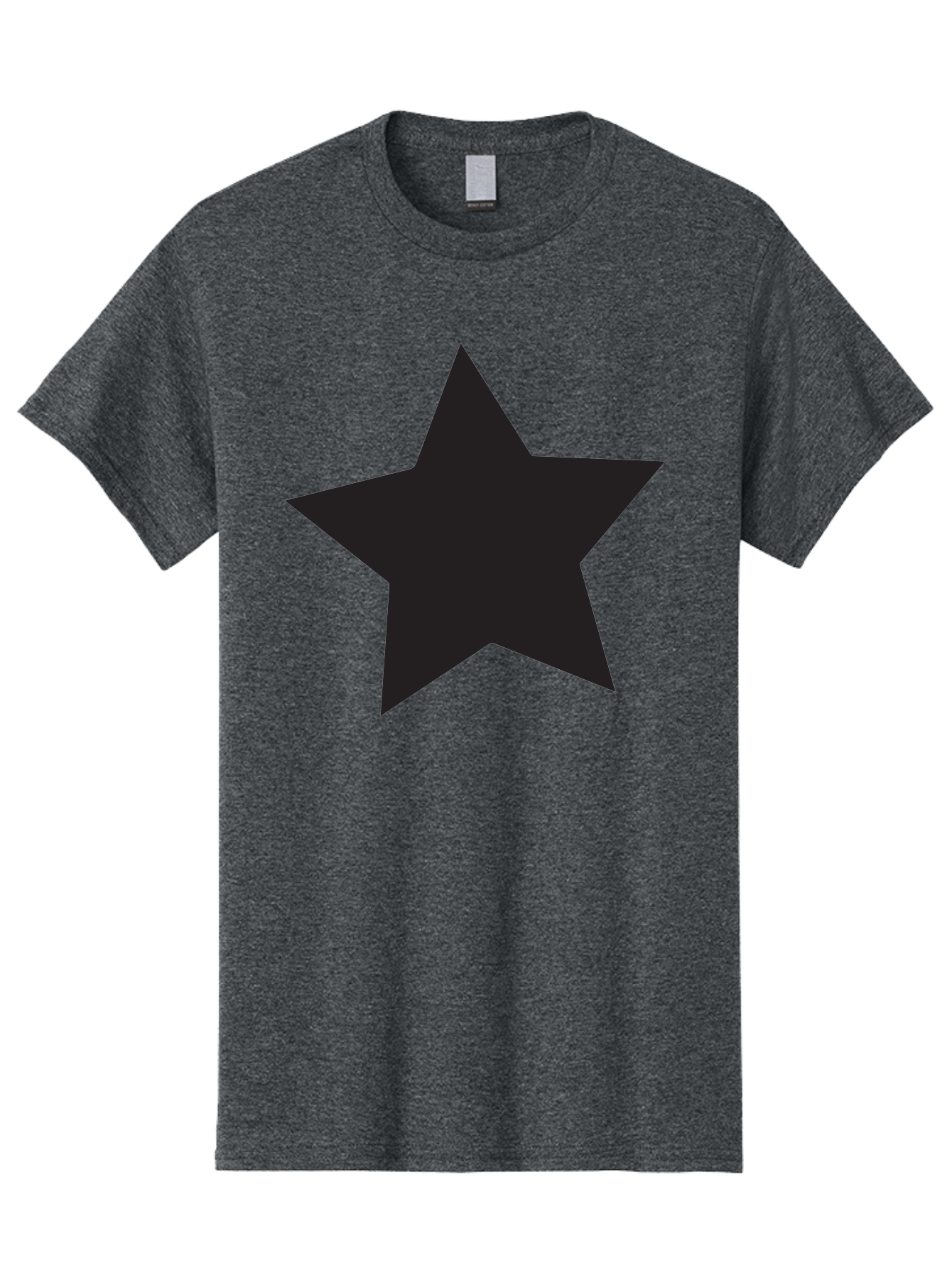 Black-Star Men'S Graphic Tee, 100% Cotton, Comfortable Casual Summer Wear, Machine Washable, Five-Pointed Star, Black Star, Bold Graphic, Simple Design, Minimalist Style, Star Symbol, Iconic Shape Aac522