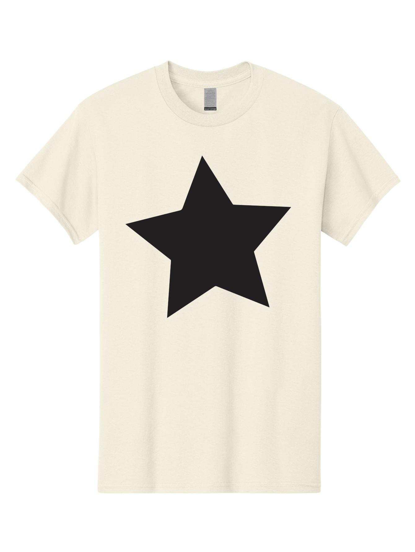 Black-Star Men'S Graphic Tee, 100% Cotton, Comfortable Casual Summer Wear, Machine Washable, Five-Pointed Star, Black Star, Bold Graphic, Simple Design, Minimalist Style, Star Symbol, Iconic Shape Aac522