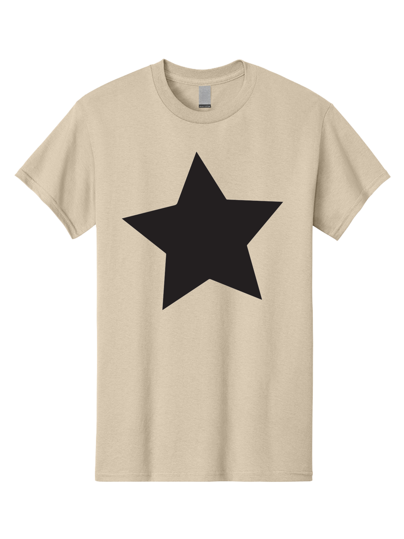 Black-Star Men'S Graphic Tee, 100% Cotton, Comfortable Casual Summer Wear, Machine Washable, Five-Pointed Star, Black Star, Bold Graphic, Simple Design, Minimalist Style, Star Symbol, Iconic Shape Aac522