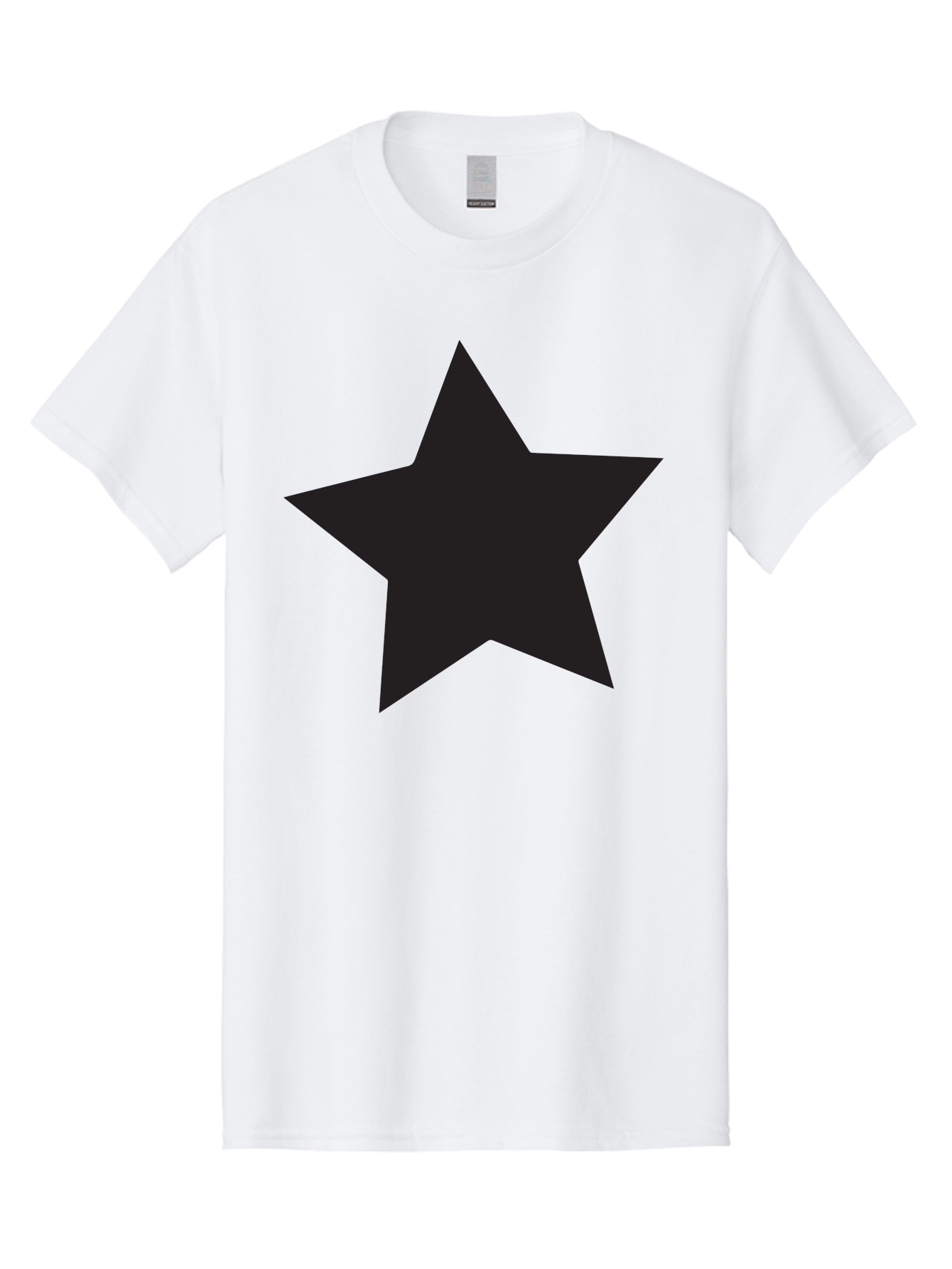 Black-Star Men'S Graphic Tee, 100% Cotton, Comfortable Casual Summer Wear, Machine Washable, Five-Pointed Star, Black Star, Bold Graphic, Simple Design, Minimalist Style, Star Symbol, Iconic Shape Aac522