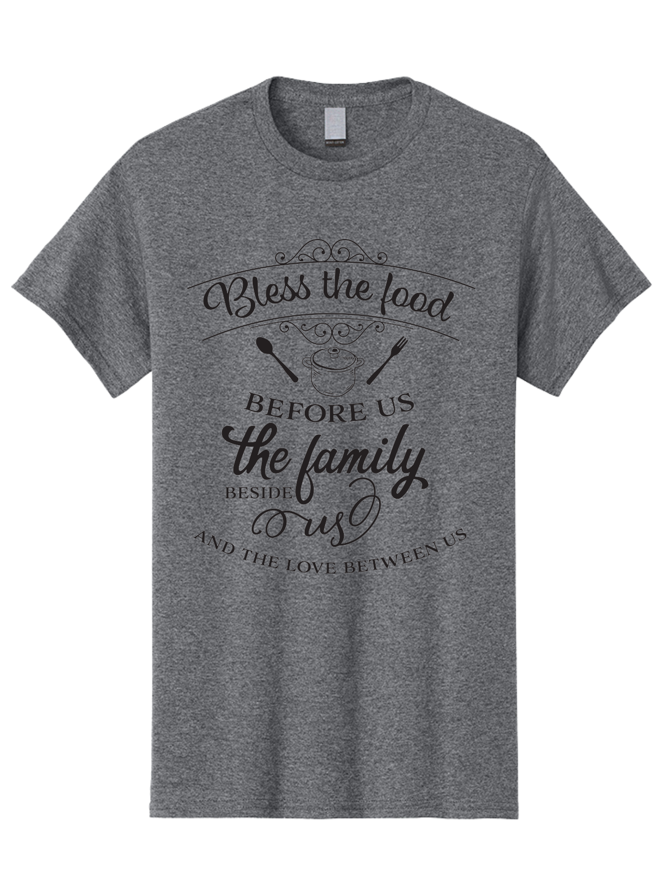 Bless-The-Food Men'S Graphic Tee, 100% Cotton, Comfortable Casual Summer Wear, Machine Washable, Family Dinner Quote, Blessing Before Meal, Gratitude, Love, Family Bonding, Kitchen Decor, Inspirational Quote, Cooking Together, Dinner Time, Aac523