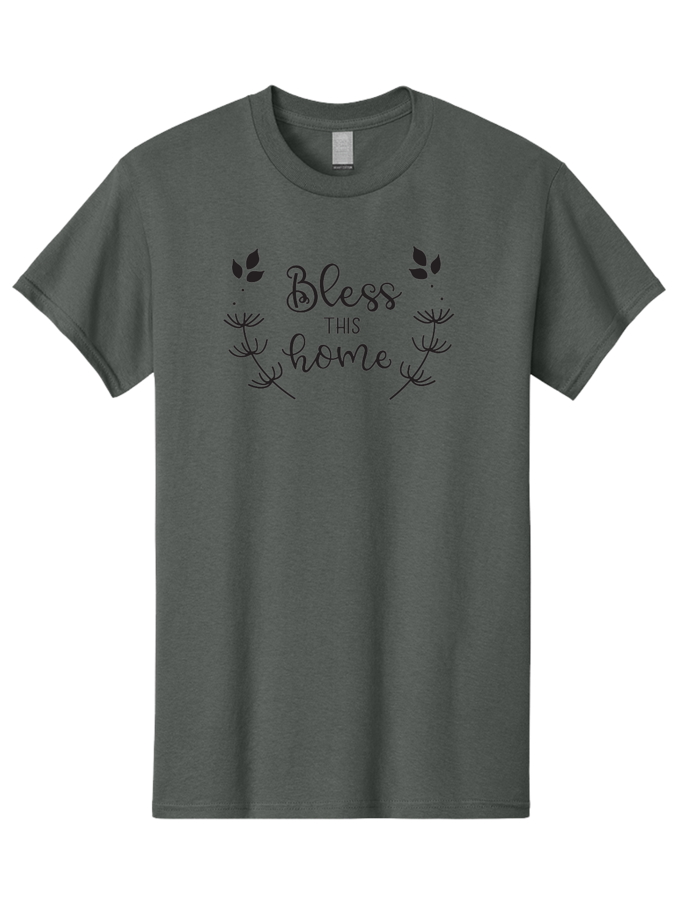 Bless-This-Home Men'S Graphic Tee, 100% Cotton, Comfortable Casual Summer Wear, Machine Washable, Bless This Home, Home Decor, Inspirational Quote, Floral Design, Dandelion Graphics, Home Blessing, Positive Vibes, Wall Art, Motivational Quote, Aac524