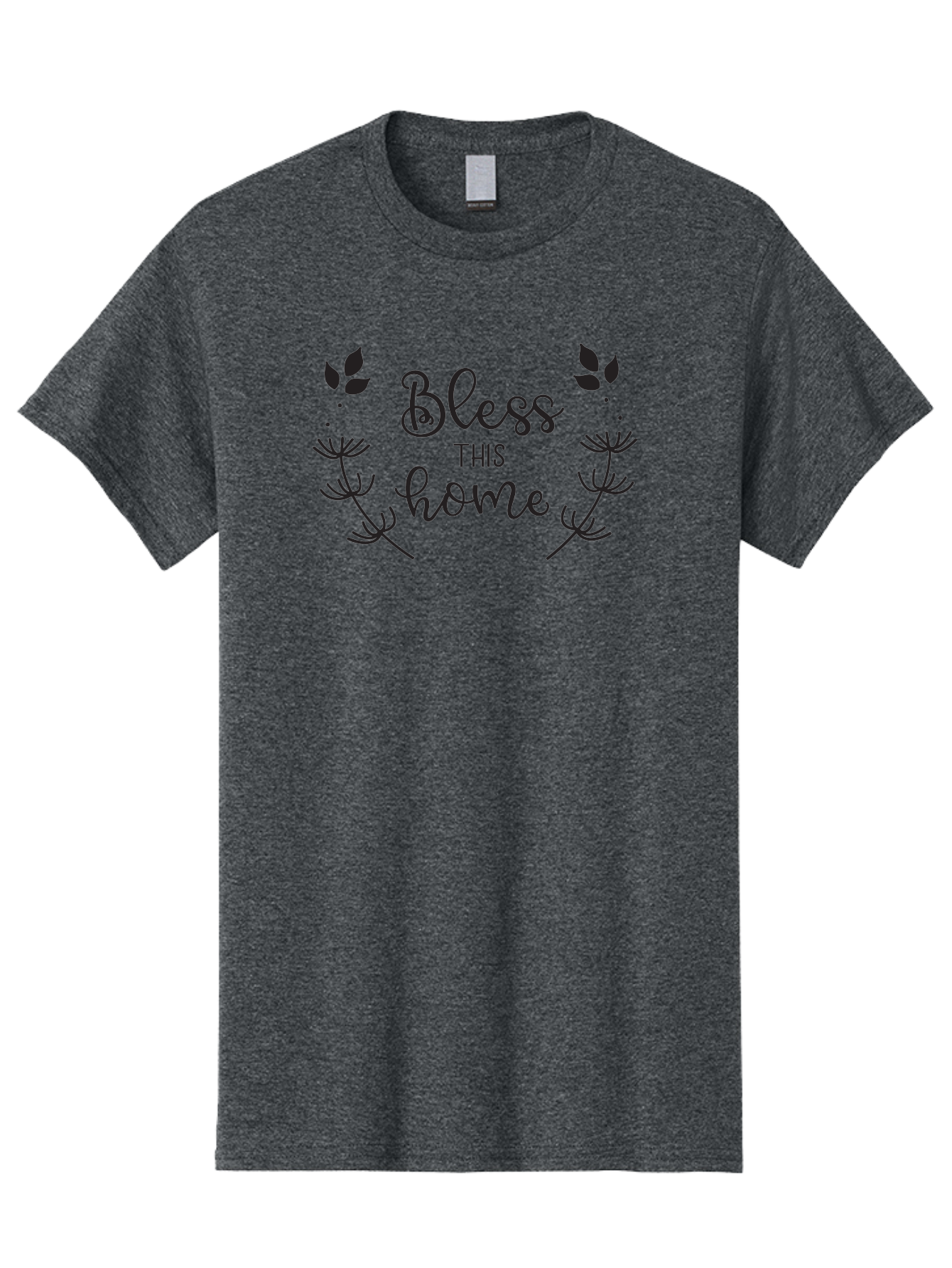 Bless-This-Home Men'S Graphic Tee, 100% Cotton, Comfortable Casual Summer Wear, Machine Washable, Bless This Home, Home Decor, Inspirational Quote, Floral Design, Dandelion Graphics, Home Blessing, Positive Vibes, Wall Art, Motivational Quote, Aac524