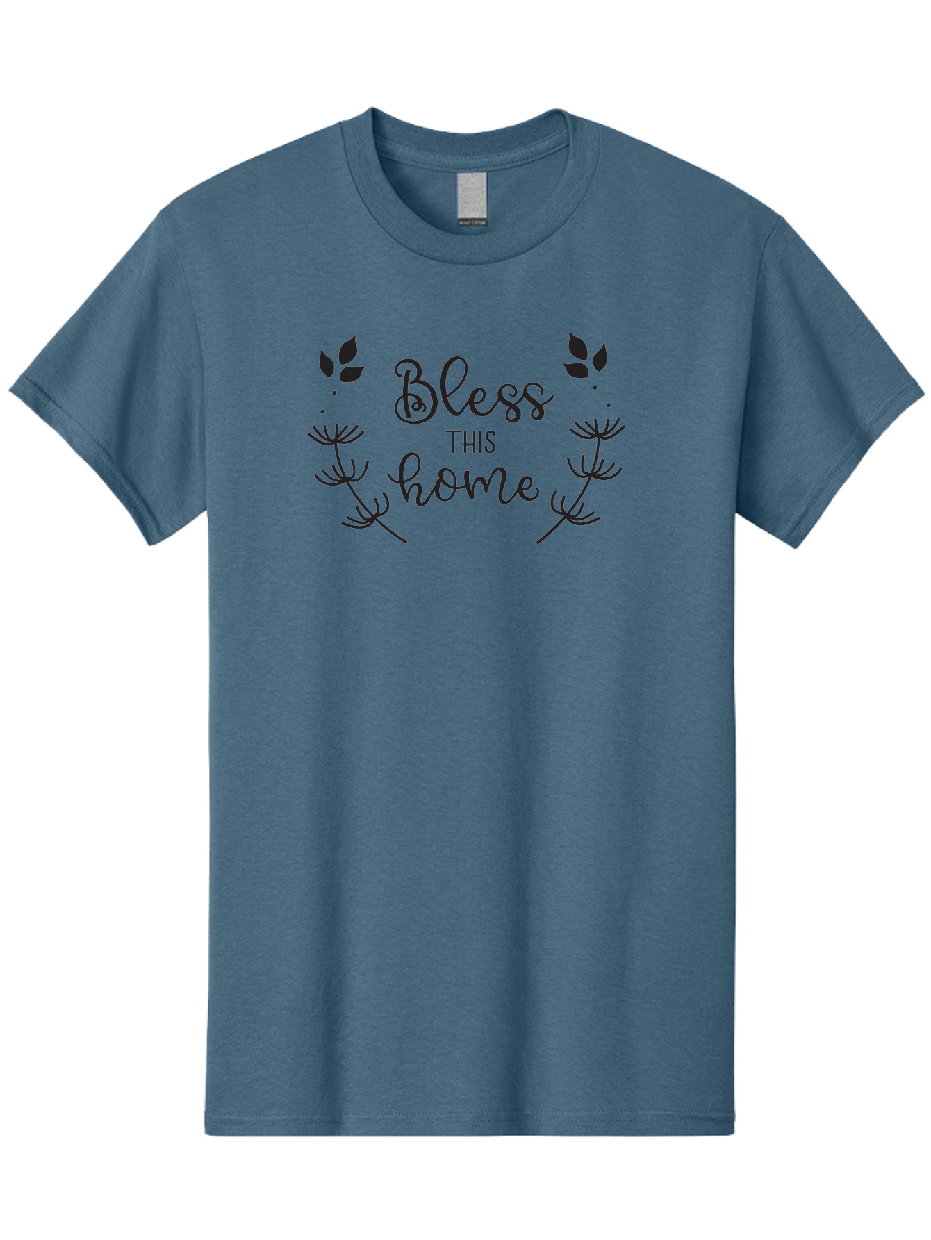 Bless-This-Home Men'S Graphic Tee, 100% Cotton, Comfortable Casual Summer Wear, Machine Washable, Bless This Home, Home Decor, Inspirational Quote, Floral Design, Dandelion Graphics, Home Blessing, Positive Vibes, Wall Art, Motivational Quote, Aac524
