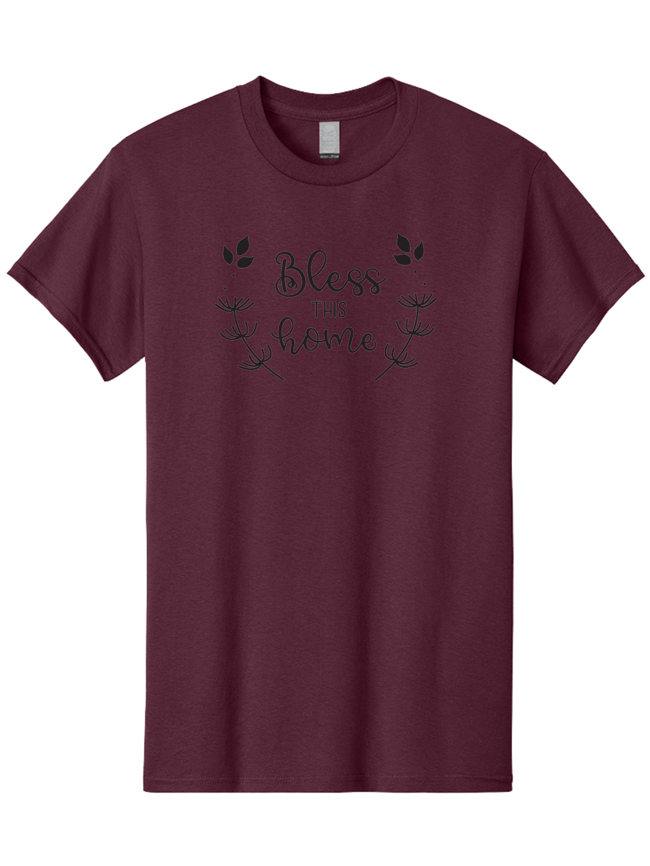 Bless-This-Home Men'S Graphic Tee, 100% Cotton, Comfortable Casual Summer Wear, Machine Washable, Bless This Home, Home Decor, Inspirational Quote, Floral Design, Dandelion Graphics, Home Blessing, Positive Vibes, Wall Art, Motivational Quote, Aac524