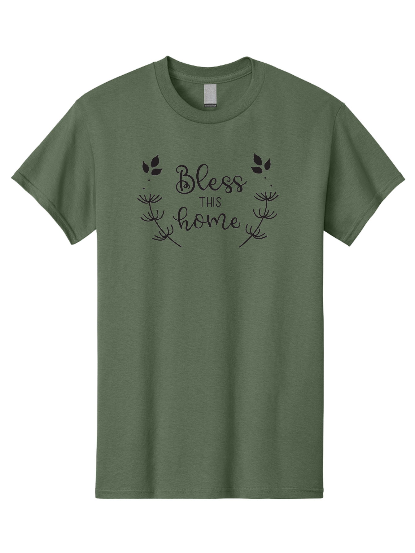 Bless-This-Home Men'S Graphic Tee, 100% Cotton, Comfortable Casual Summer Wear, Machine Washable, Bless This Home, Home Decor, Inspirational Quote, Floral Design, Dandelion Graphics, Home Blessing, Positive Vibes, Wall Art, Motivational Quote, Aac524