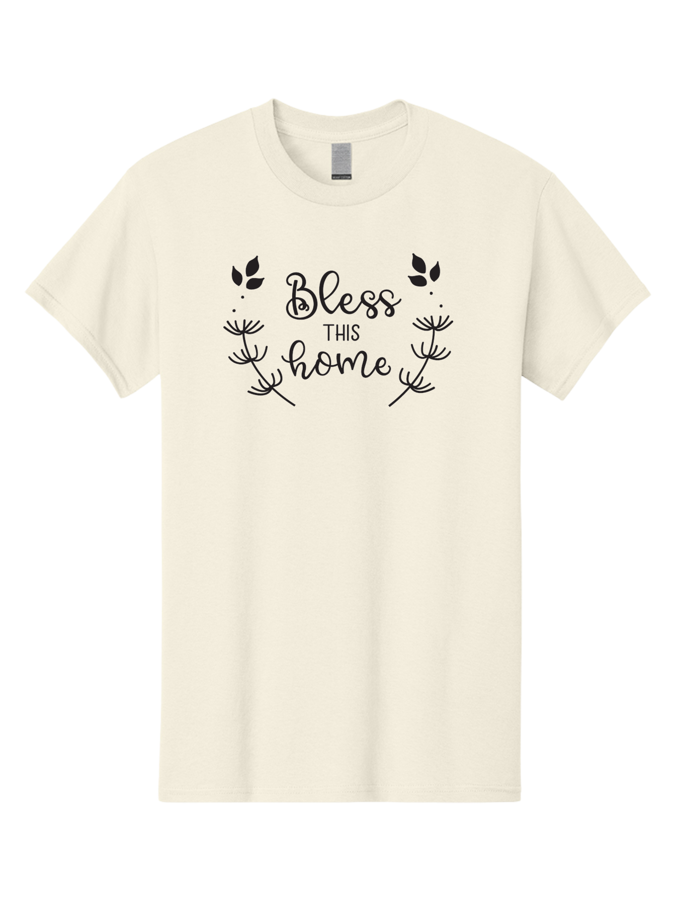 Bless-This-Home Men'S Graphic Tee, 100% Cotton, Comfortable Casual Summer Wear, Machine Washable, Bless This Home, Home Decor, Inspirational Quote, Floral Design, Dandelion Graphics, Home Blessing, Positive Vibes, Wall Art, Motivational Quote, Aac524