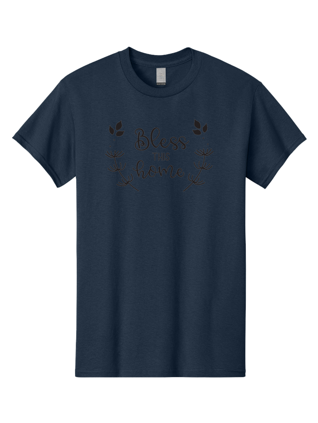 Bless-This-Home Men'S Graphic Tee, 100% Cotton, Comfortable Casual Summer Wear, Machine Washable, Bless This Home, Home Decor, Inspirational Quote, Floral Design, Dandelion Graphics, Home Blessing, Positive Vibes, Wall Art, Motivational Quote, Aac524