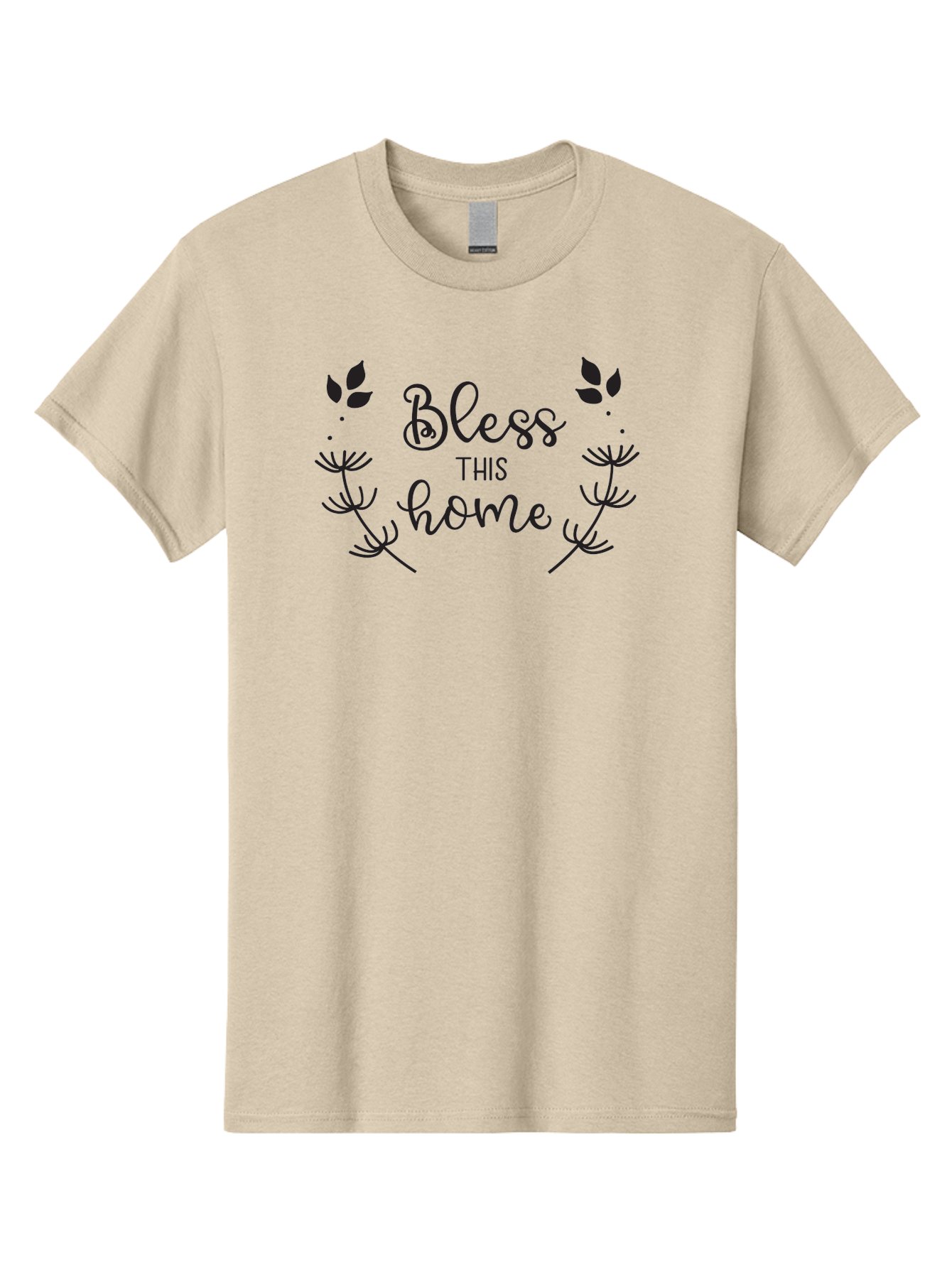 Bless-This-Home Men'S Graphic Tee, 100% Cotton, Comfortable Casual Summer Wear, Machine Washable, Bless This Home, Home Decor, Inspirational Quote, Floral Design, Dandelion Graphics, Home Blessing, Positive Vibes, Wall Art, Motivational Quote, Aac524