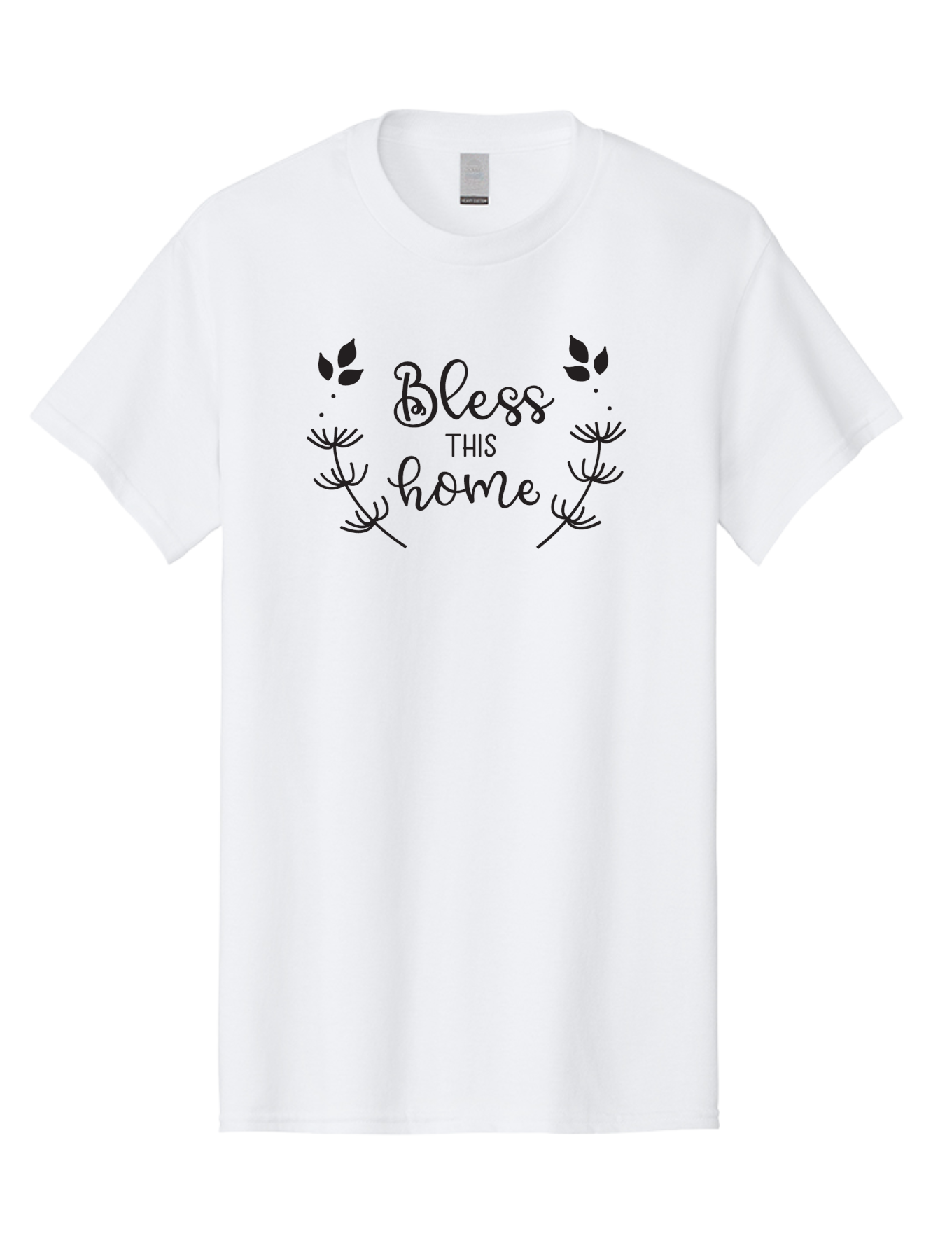 Bless-This-Home Men'S Graphic Tee, 100% Cotton, Comfortable Casual Summer Wear, Machine Washable, Bless This Home, Home Decor, Inspirational Quote, Floral Design, Dandelion Graphics, Home Blessing, Positive Vibes, Wall Art, Motivational Quote, Aac524