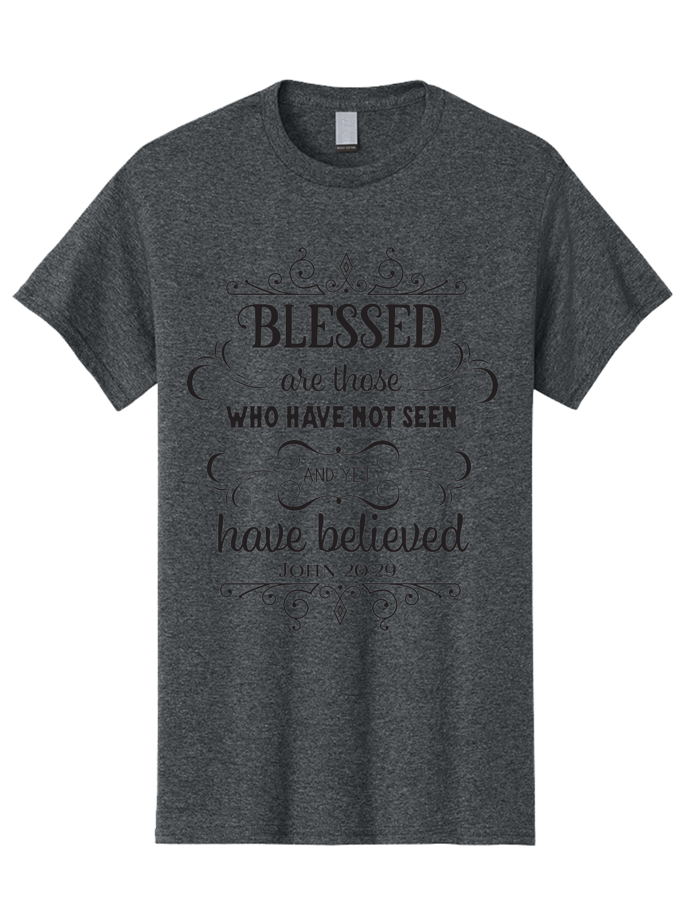 Blessed-Are-Those Men'S Graphic Tee, 100% Cotton, Comfortable Casual Summer Wear, Machine Washable, Inspirational Quote, Faith-Based Message, Biblical Scripture, John 20:29, Blessed Are Those Who Have Not Seen And Yet Have Believed, Aac526