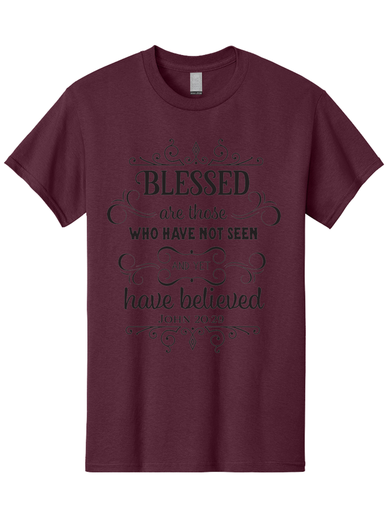 Blessed-Are-Those Men'S Graphic Tee, 100% Cotton, Comfortable Casual Summer Wear, Machine Washable, Inspirational Quote, Faith-Based Message, Biblical Scripture, John 20:29, Blessed Are Those Who Have Not Seen And Yet Have Believed, Aac526