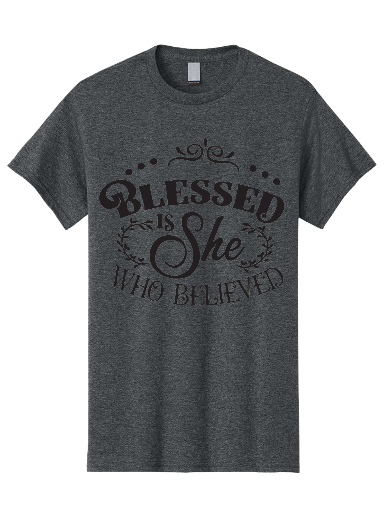 Blessed-Is-She-Who-Believed Men'S Graphic Tee, 100% Cotton, Comfortable Casual Summer Wear, Machine Washable, Inspirational Quote, Motivational Phrase, Blessed Is She Who Believed, Faith-Based Message, Positive Affirmation, Female Empowerment Aac527