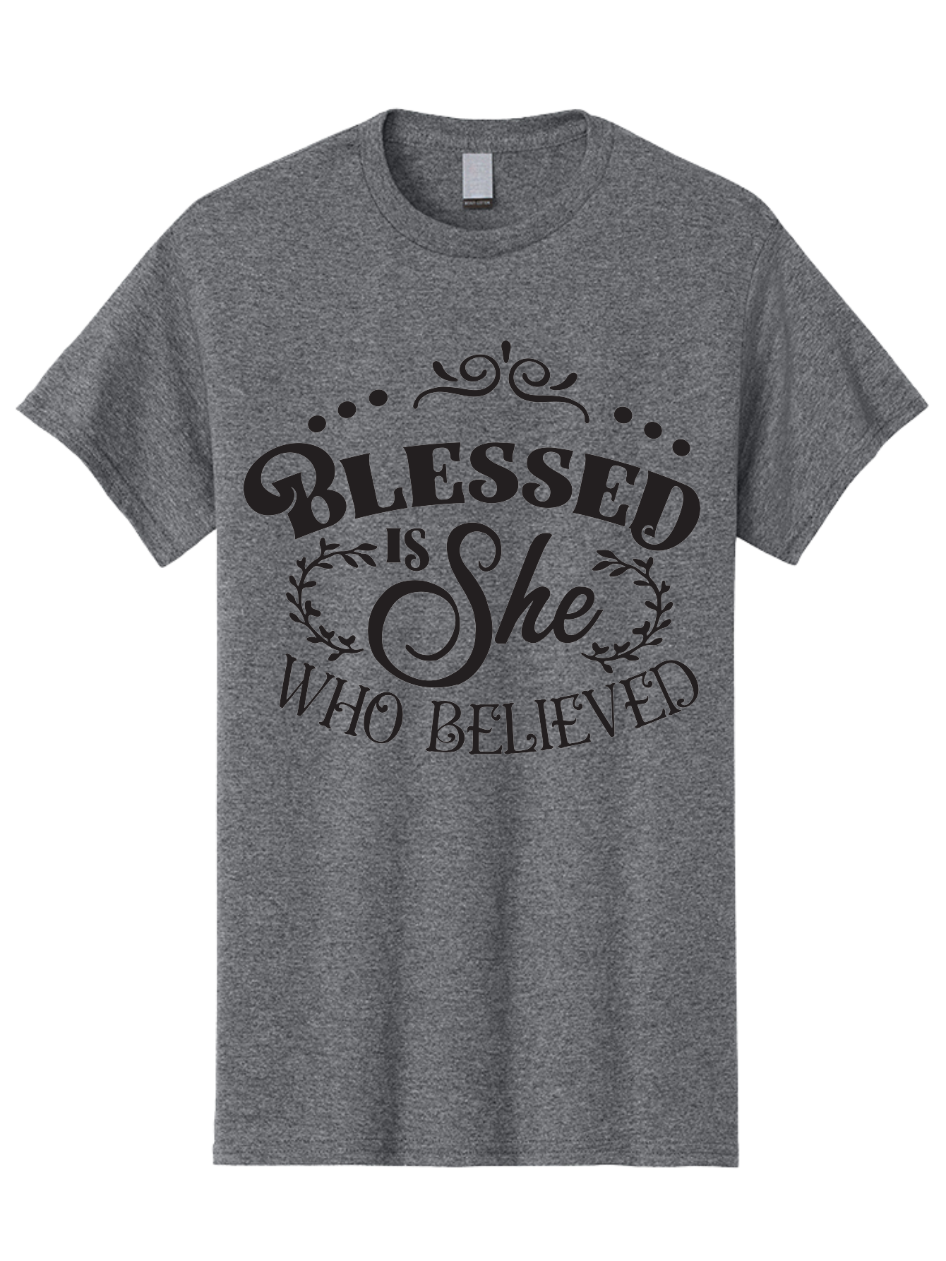 Blessed-Is-She-Who-Believed Men'S Graphic Tee, 100% Cotton, Comfortable Casual Summer Wear, Machine Washable, Inspirational Quote, Motivational Phrase, Blessed Is She Who Believed, Faith-Based Message, Positive Affirmation, Female Empowerment Aac527