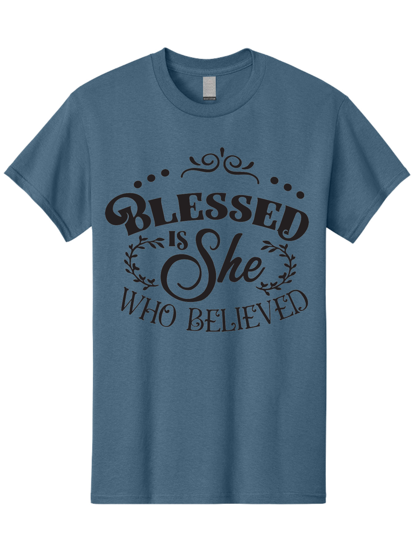 Blessed-Is-She-Who-Believed Men'S Graphic Tee, 100% Cotton, Comfortable Casual Summer Wear, Machine Washable, Inspirational Quote, Motivational Phrase, Blessed Is She Who Believed, Faith-Based Message, Positive Affirmation, Female Empowerment Aac527