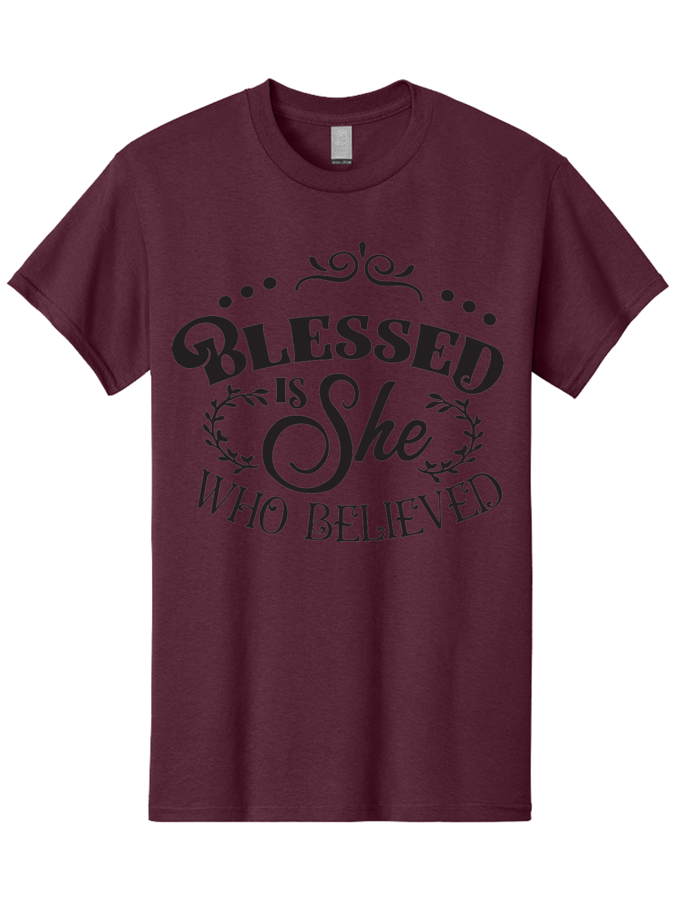 Blessed-Is-She-Who-Believed Men'S Graphic Tee, 100% Cotton, Comfortable Casual Summer Wear, Machine Washable, Inspirational Quote, Motivational Phrase, Blessed Is She Who Believed, Faith-Based Message, Positive Affirmation, Female Empowerment Aac527
