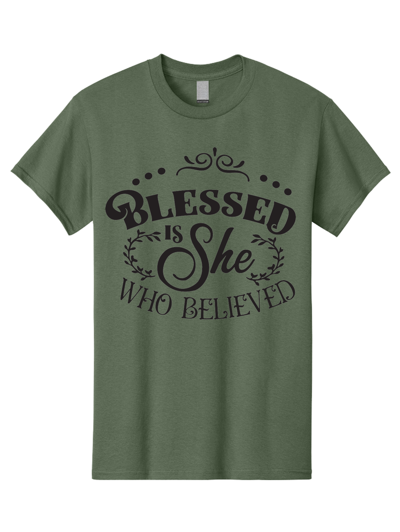 Blessed-Is-She-Who-Believed Men'S Graphic Tee, 100% Cotton, Comfortable Casual Summer Wear, Machine Washable, Inspirational Quote, Motivational Phrase, Blessed Is She Who Believed, Faith-Based Message, Positive Affirmation, Female Empowerment Aac527