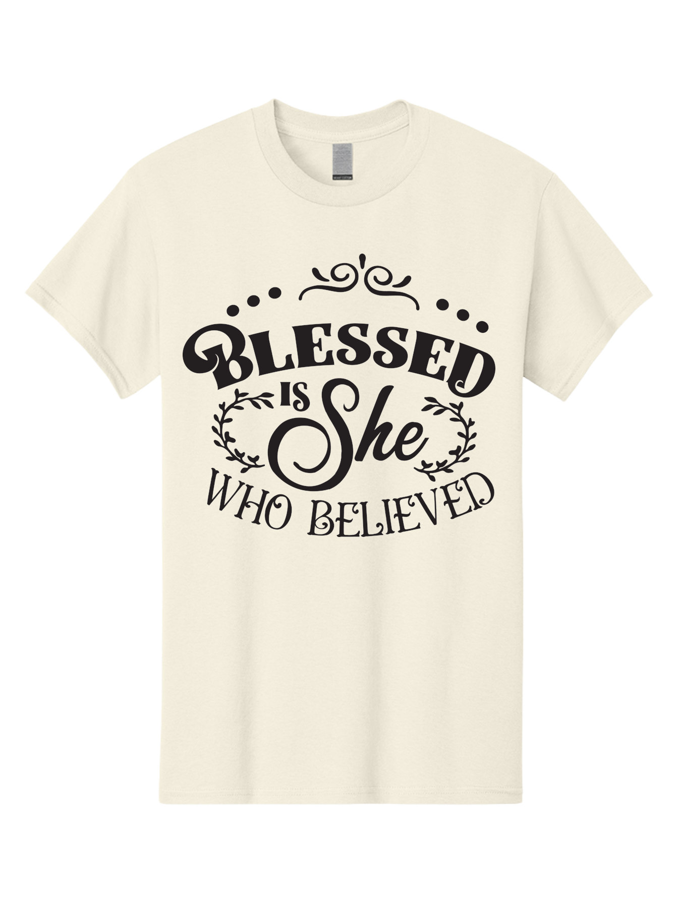 Blessed-Is-She-Who-Believed Men'S Graphic Tee, 100% Cotton, Comfortable Casual Summer Wear, Machine Washable, Inspirational Quote, Motivational Phrase, Blessed Is She Who Believed, Faith-Based Message, Positive Affirmation, Female Empowerment Aac527