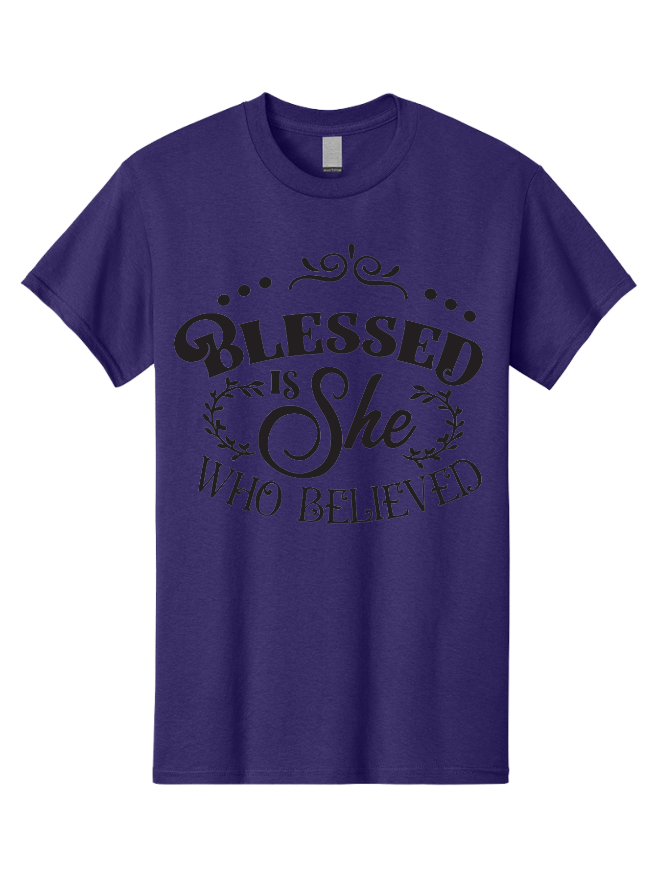 Blessed-Is-She-Who-Believed Men'S Graphic Tee, 100% Cotton, Comfortable Casual Summer Wear, Machine Washable, Inspirational Quote, Motivational Phrase, Blessed Is She Who Believed, Faith-Based Message, Positive Affirmation, Female Empowerment Aac527