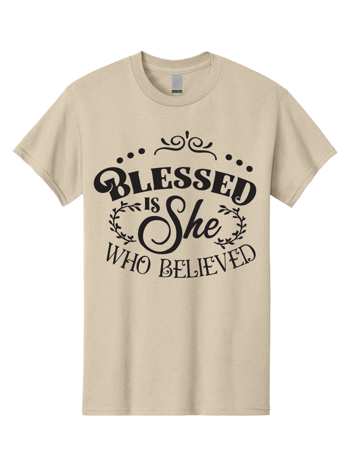 Blessed-Is-She-Who-Believed Men'S Graphic Tee, 100% Cotton, Comfortable Casual Summer Wear, Machine Washable, Inspirational Quote, Motivational Phrase, Blessed Is She Who Believed, Faith-Based Message, Positive Affirmation, Female Empowerment Aac527