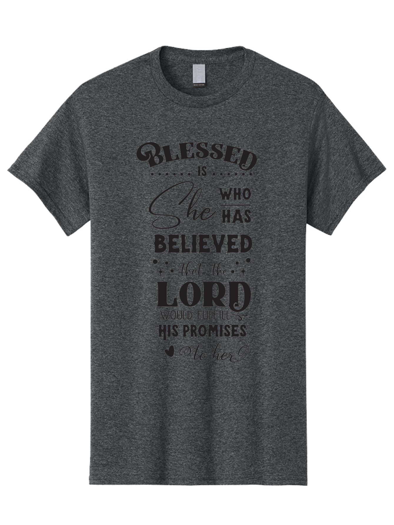 Blessed-Is-She Men'S Graphic Tee, 100% Cotton, Comfortable Casual Summer Wear, Machine Washable, Inspirational Quote, Motivational Saying, Faith-Based Message, Encouraging Words, Spiritual Guidance, Empowerment For Women, Christian Values, Aac528