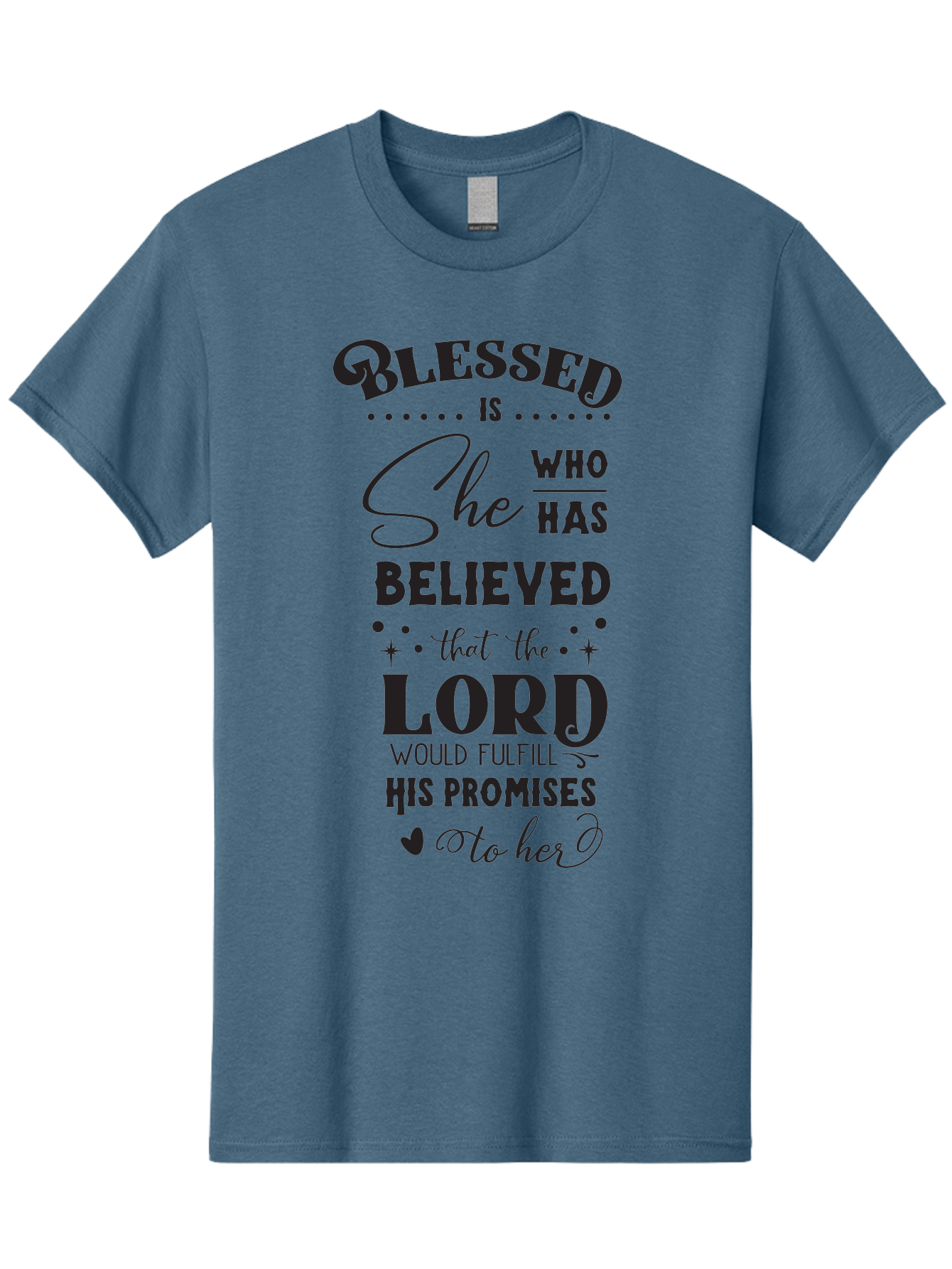 Blessed-Is-She Men'S Graphic Tee, 100% Cotton, Comfortable Casual Summer Wear, Machine Washable, Inspirational Quote, Motivational Saying, Faith-Based Message, Encouraging Words, Spiritual Guidance, Empowerment For Women, Christian Values, Aac528