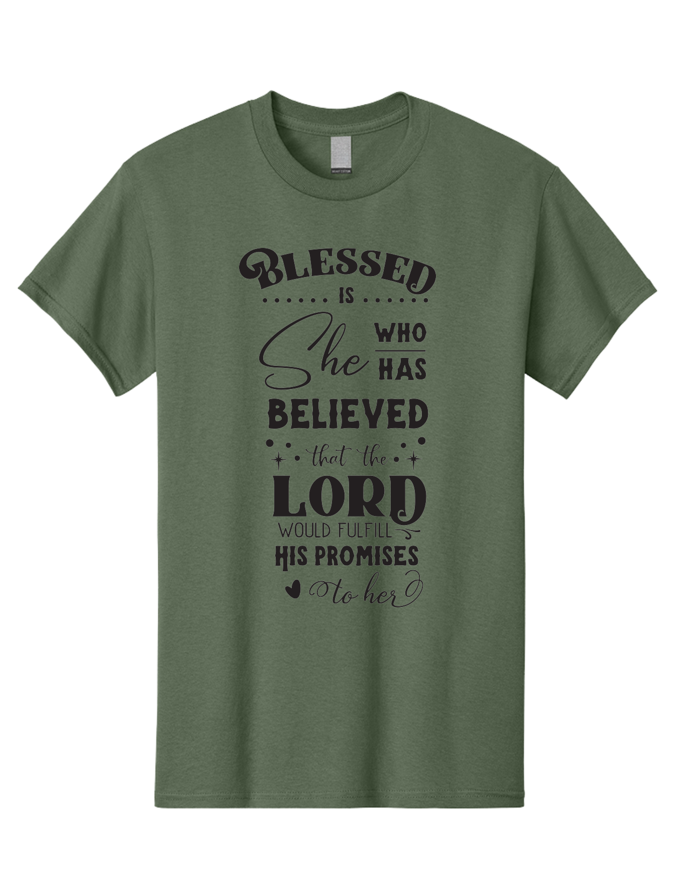 Blessed-Is-She Men'S Graphic Tee, 100% Cotton, Comfortable Casual Summer Wear, Machine Washable, Inspirational Quote, Motivational Saying, Faith-Based Message, Encouraging Words, Spiritual Guidance, Empowerment For Women, Christian Values, Aac528