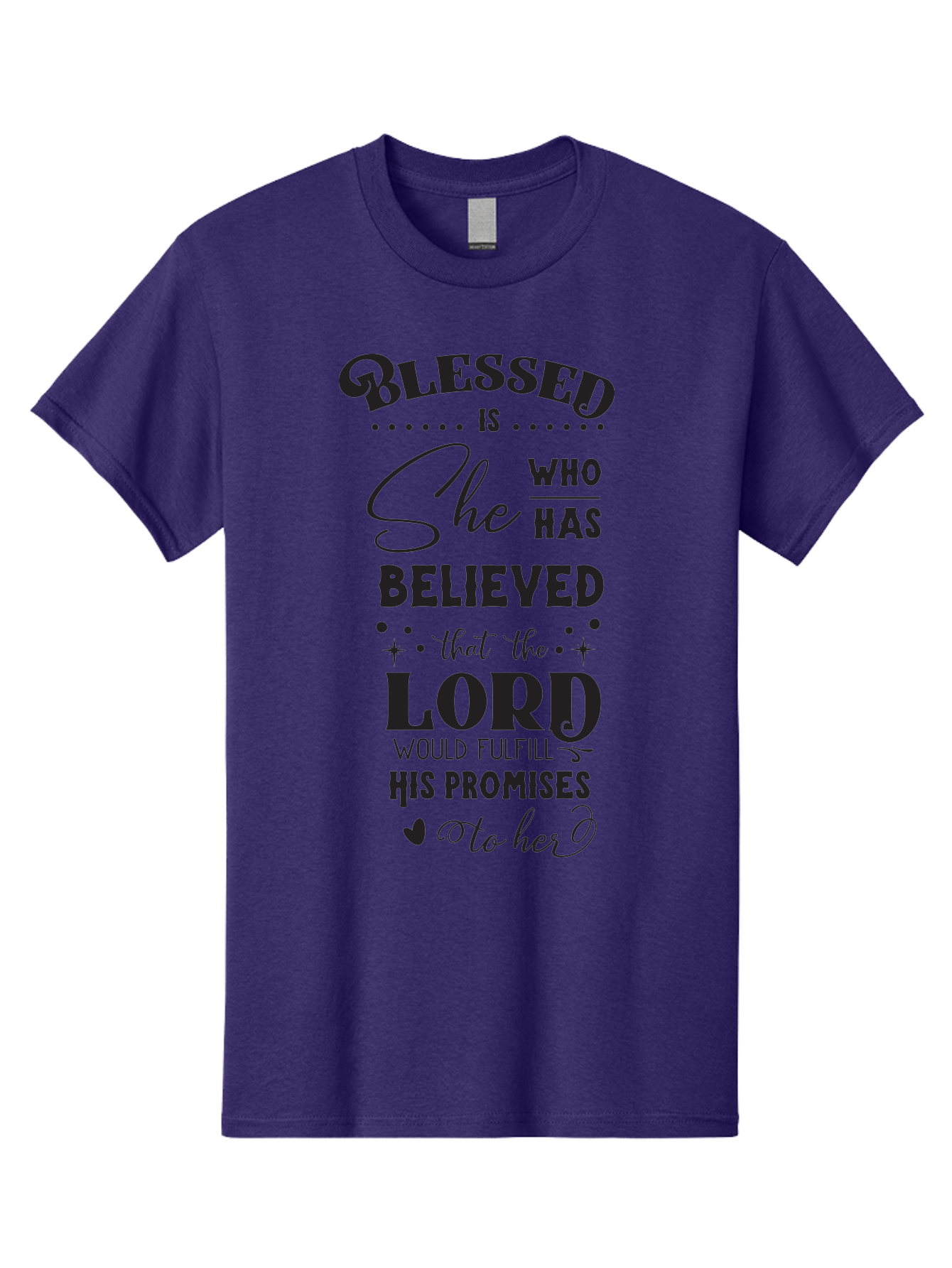 Blessed-Is-She Men'S Graphic Tee, 100% Cotton, Comfortable Casual Summer Wear, Machine Washable, Inspirational Quote, Motivational Saying, Faith-Based Message, Encouraging Words, Spiritual Guidance, Empowerment For Women, Christian Values, Aac528