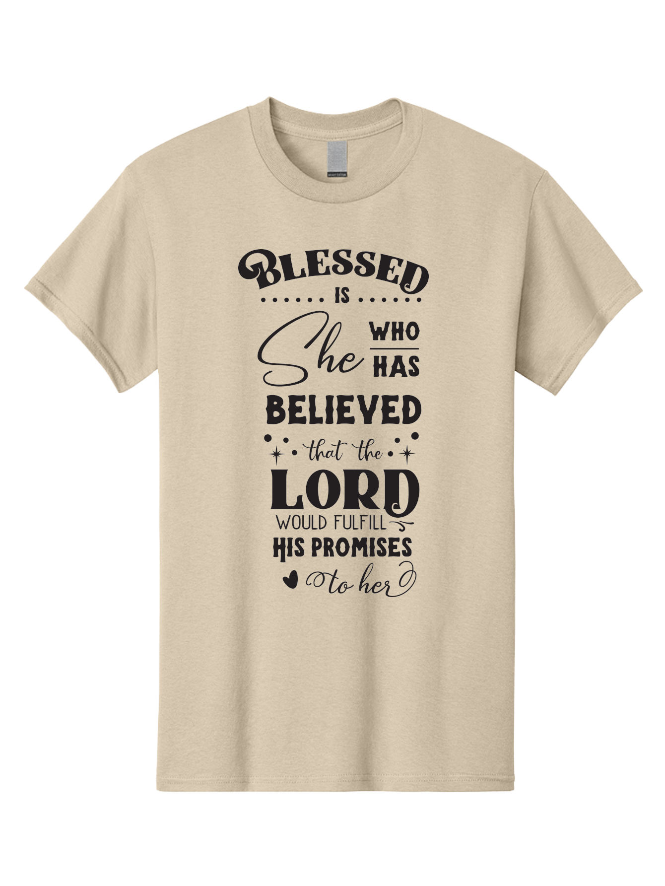 Blessed-Is-She Men'S Graphic Tee, 100% Cotton, Comfortable Casual Summer Wear, Machine Washable, Inspirational Quote, Motivational Saying, Faith-Based Message, Encouraging Words, Spiritual Guidance, Empowerment For Women, Christian Values, Aac528