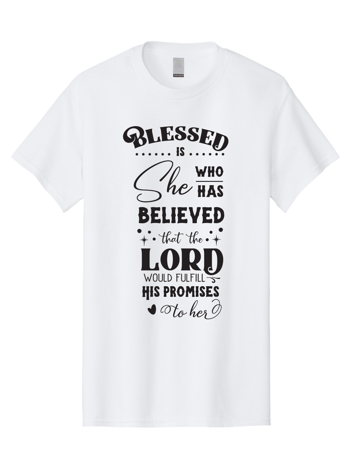 Blessed-Is-She Men'S Graphic Tee, 100% Cotton, Comfortable Casual Summer Wear, Machine Washable, Inspirational Quote, Motivational Saying, Faith-Based Message, Encouraging Words, Spiritual Guidance, Empowerment For Women, Christian Values, Aac528