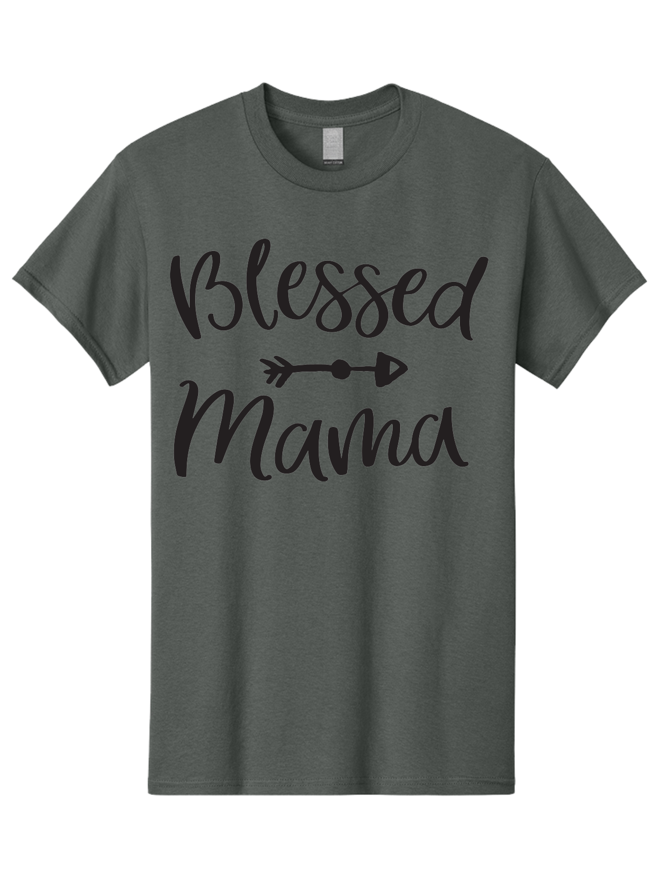 Blessed-Mama Men'S Graphic Tee, 100% Cotton, Comfortable Casual Summer Wear, Machine Washable, Blessed Mama, Inspirational Quote, Motivational Phrase, Arrow Symbol, Motherhood, Love, Positivity, Faith, Family Aac529