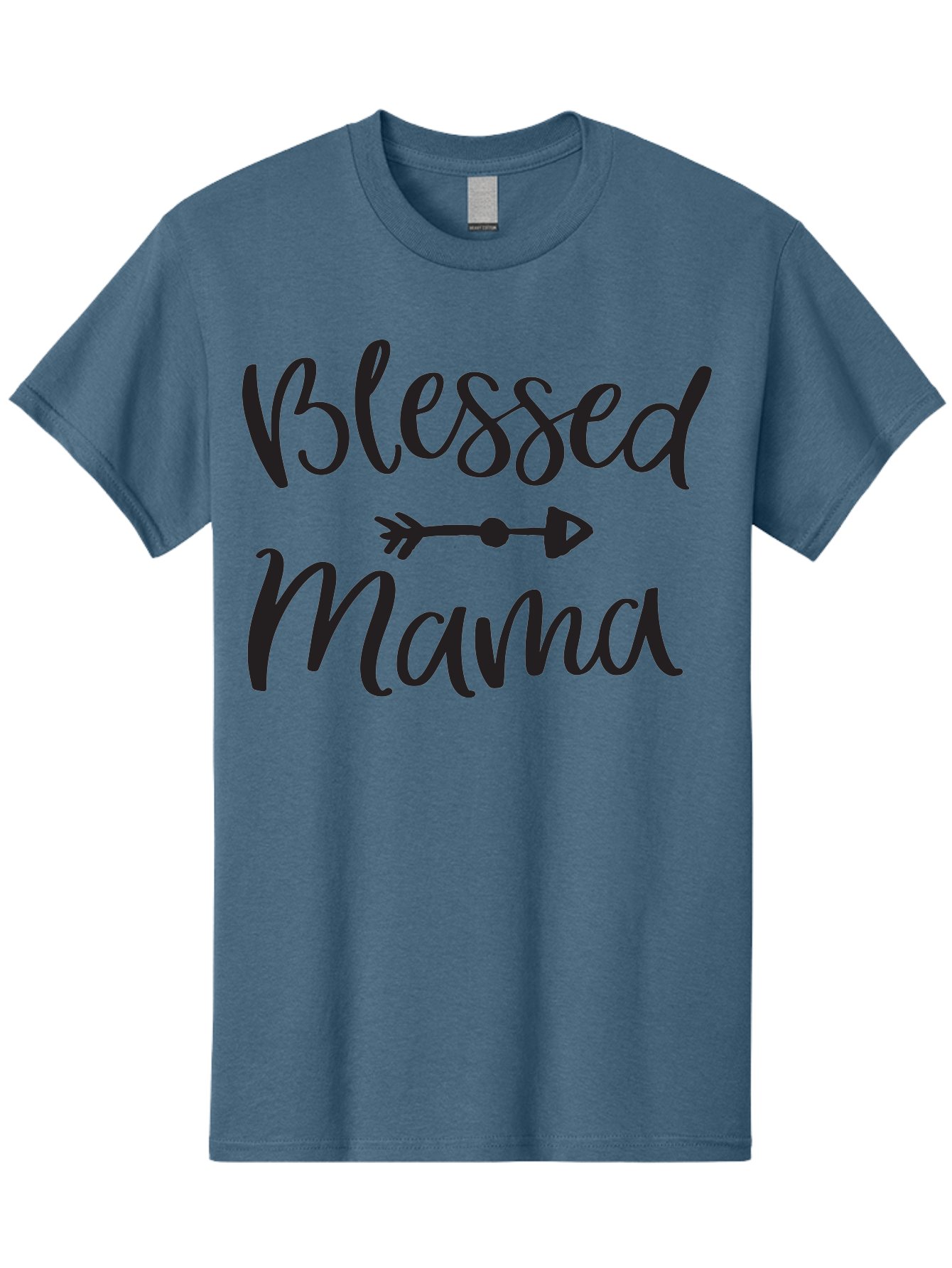 Blessed-Mama Men'S Graphic Tee, 100% Cotton, Comfortable Casual Summer Wear, Machine Washable, Blessed Mama, Inspirational Quote, Motivational Phrase, Arrow Symbol, Motherhood, Love, Positivity, Faith, Family Aac529