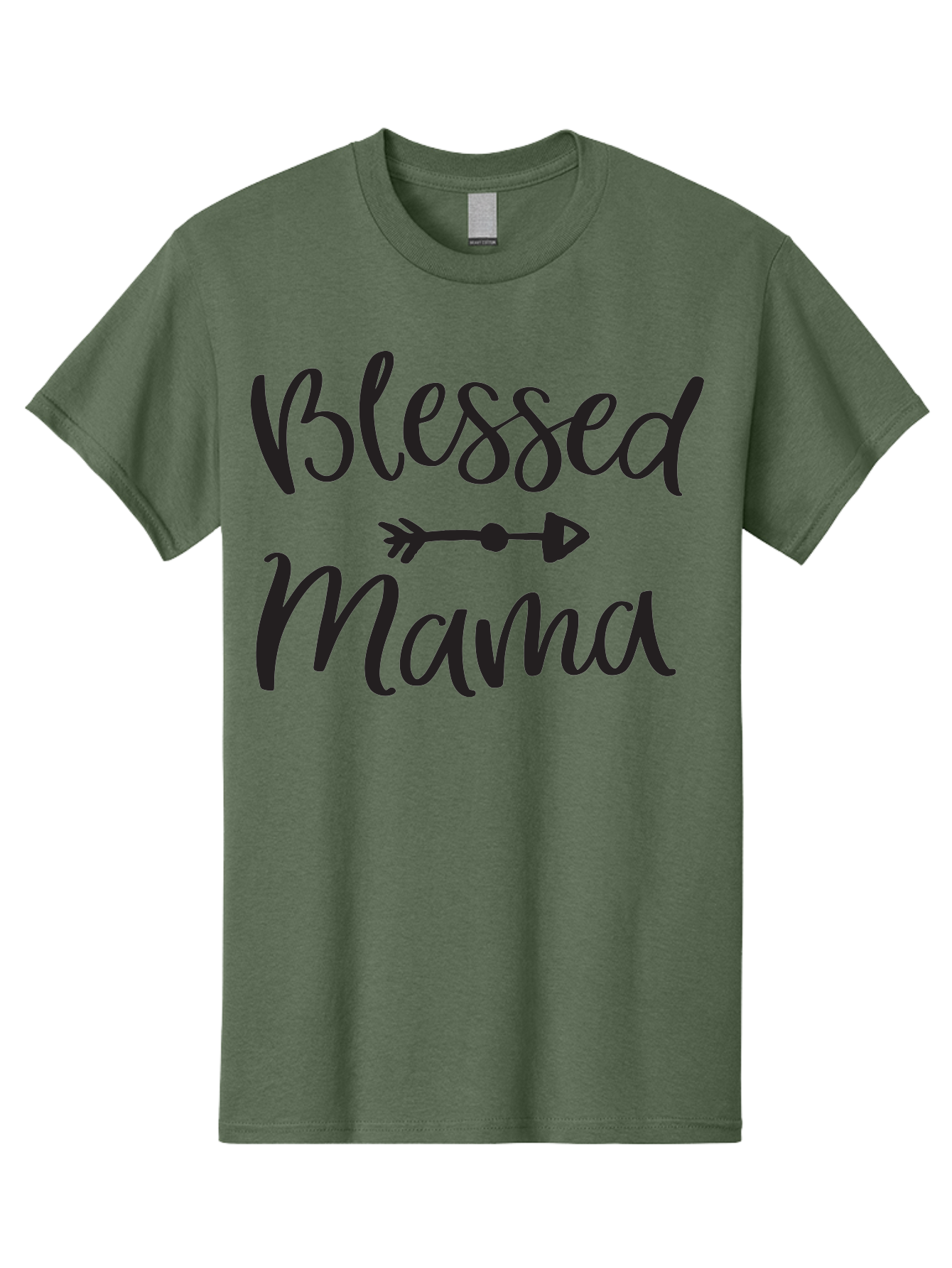 Blessed-Mama Men'S Graphic Tee, 100% Cotton, Comfortable Casual Summer Wear, Machine Washable, Blessed Mama, Inspirational Quote, Motivational Phrase, Arrow Symbol, Motherhood, Love, Positivity, Faith, Family Aac529