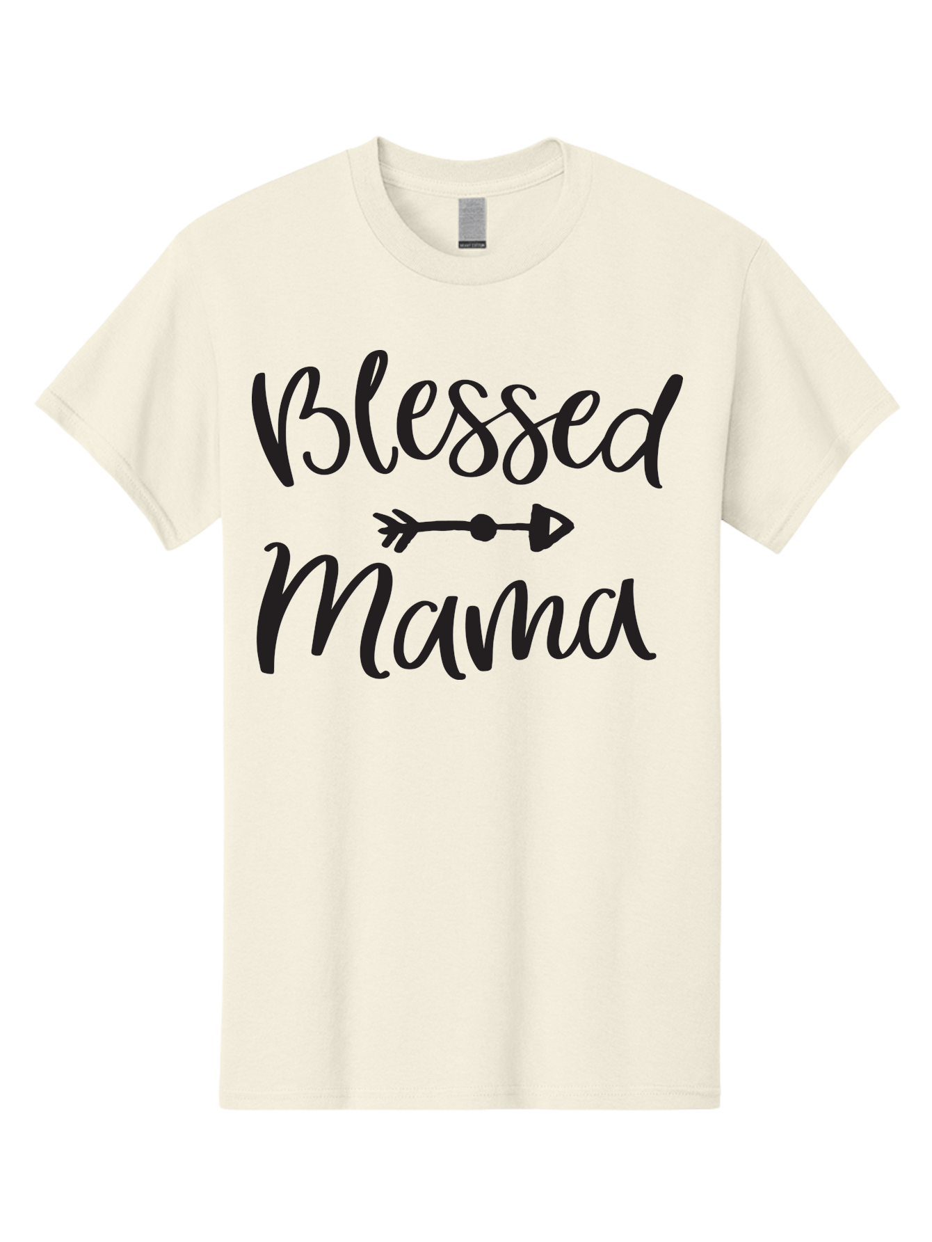 Blessed-Mama Men'S Graphic Tee, 100% Cotton, Comfortable Casual Summer Wear, Machine Washable, Blessed Mama, Inspirational Quote, Motivational Phrase, Arrow Symbol, Motherhood, Love, Positivity, Faith, Family Aac529
