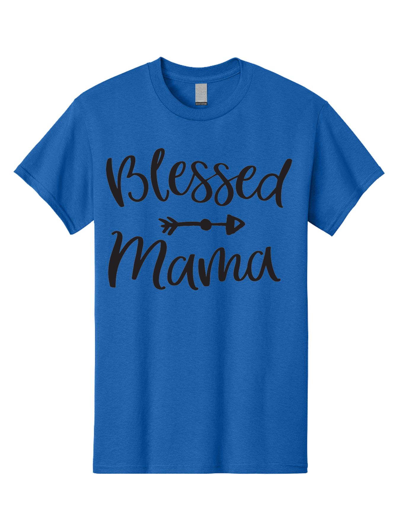 Blessed-Mama Men'S Graphic Tee, 100% Cotton, Comfortable Casual Summer Wear, Machine Washable, Blessed Mama, Inspirational Quote, Motivational Phrase, Arrow Symbol, Motherhood, Love, Positivity, Faith, Family Aac529