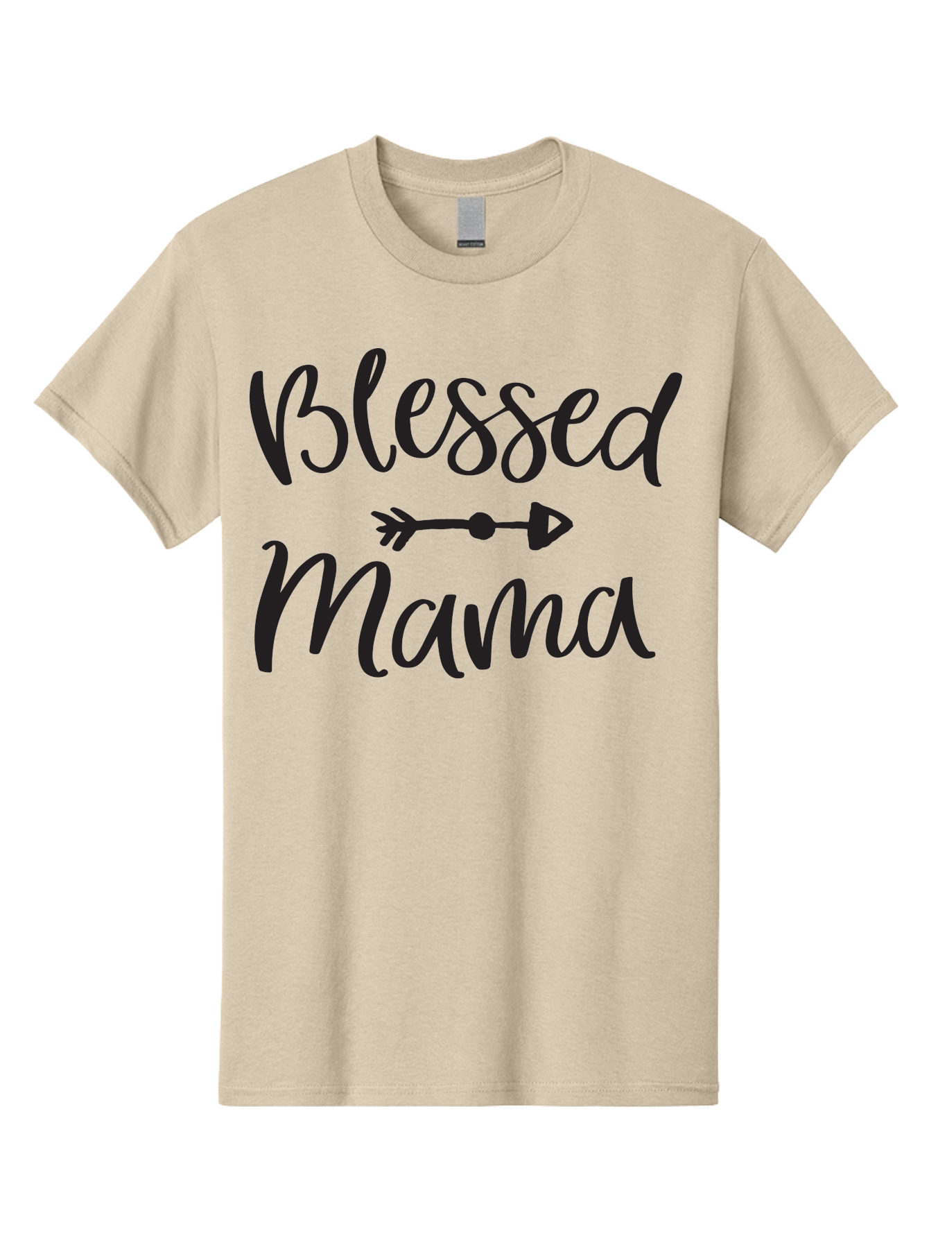 Blessed-Mama Men'S Graphic Tee, 100% Cotton, Comfortable Casual Summer Wear, Machine Washable, Blessed Mama, Inspirational Quote, Motivational Phrase, Arrow Symbol, Motherhood, Love, Positivity, Faith, Family Aac529