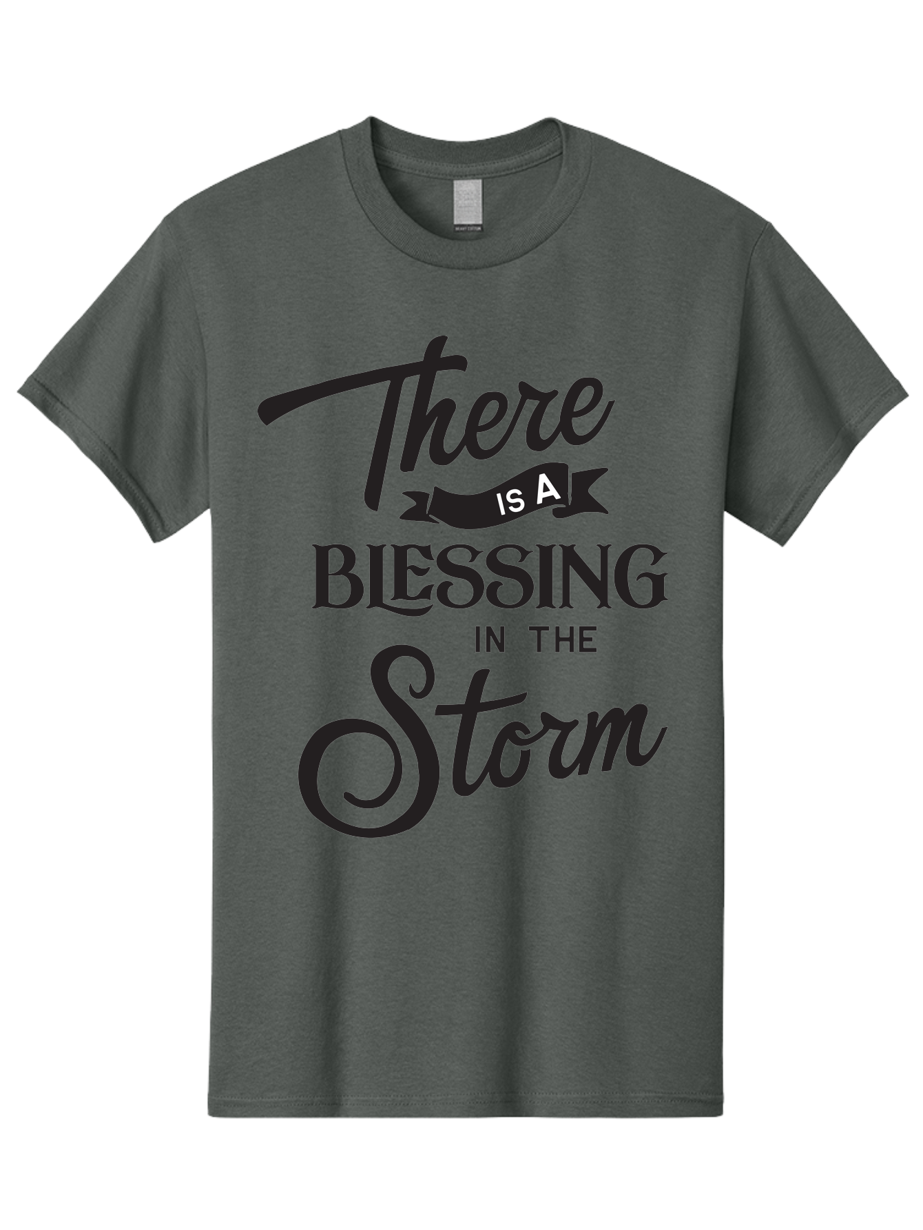 Blessing-In-The-Storm Men'S Graphic Tee, 100% Cotton, Comfortable Casual Summer Wear, Machine Washable, Inspirational Quote, Motivational Message, Blessing In The Storm, Uplifting Words, Positive Affirmation, Faith, Perseverance, Aac530